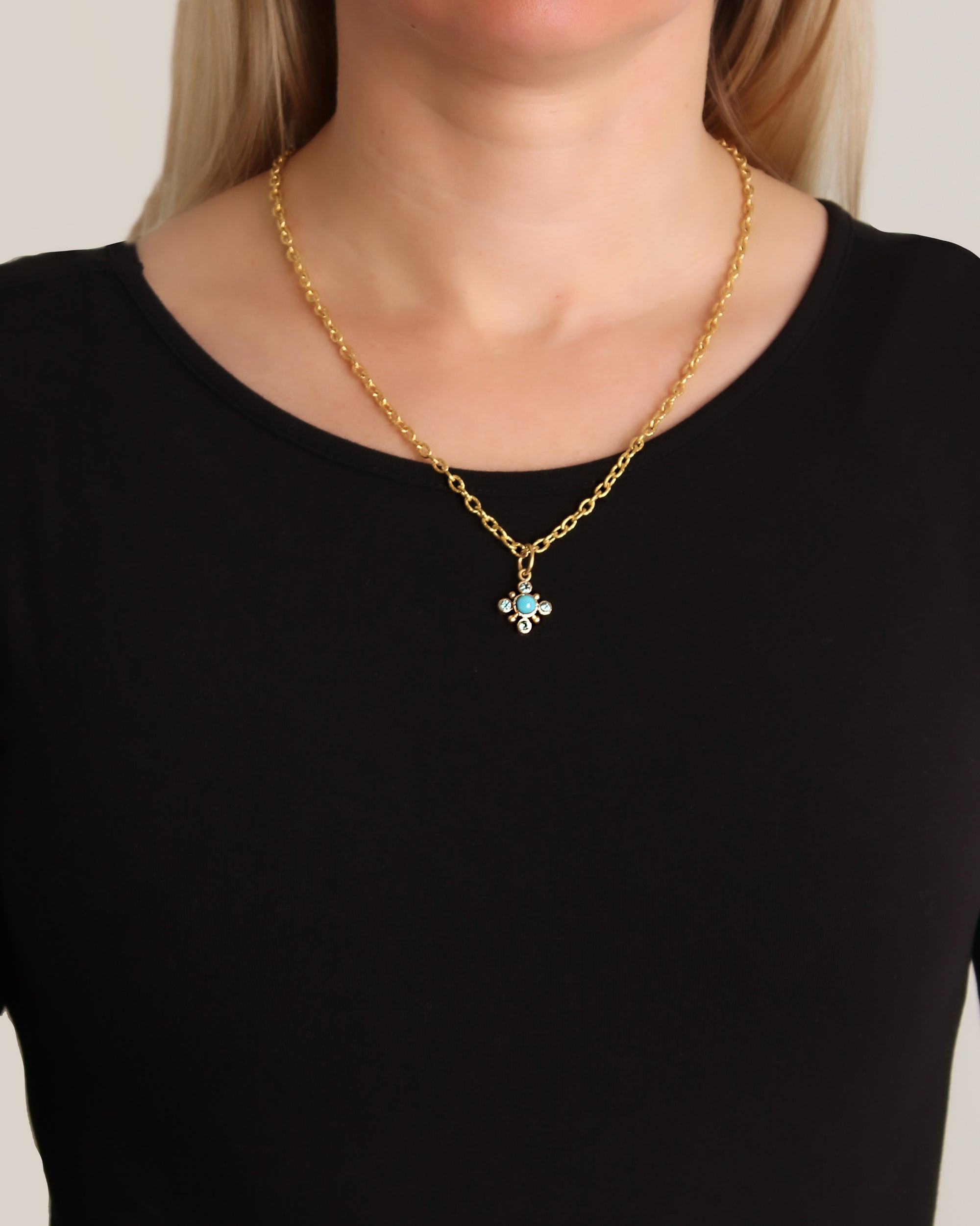 Sleeping Beauty Turquoise and Blue Zircon Pendant