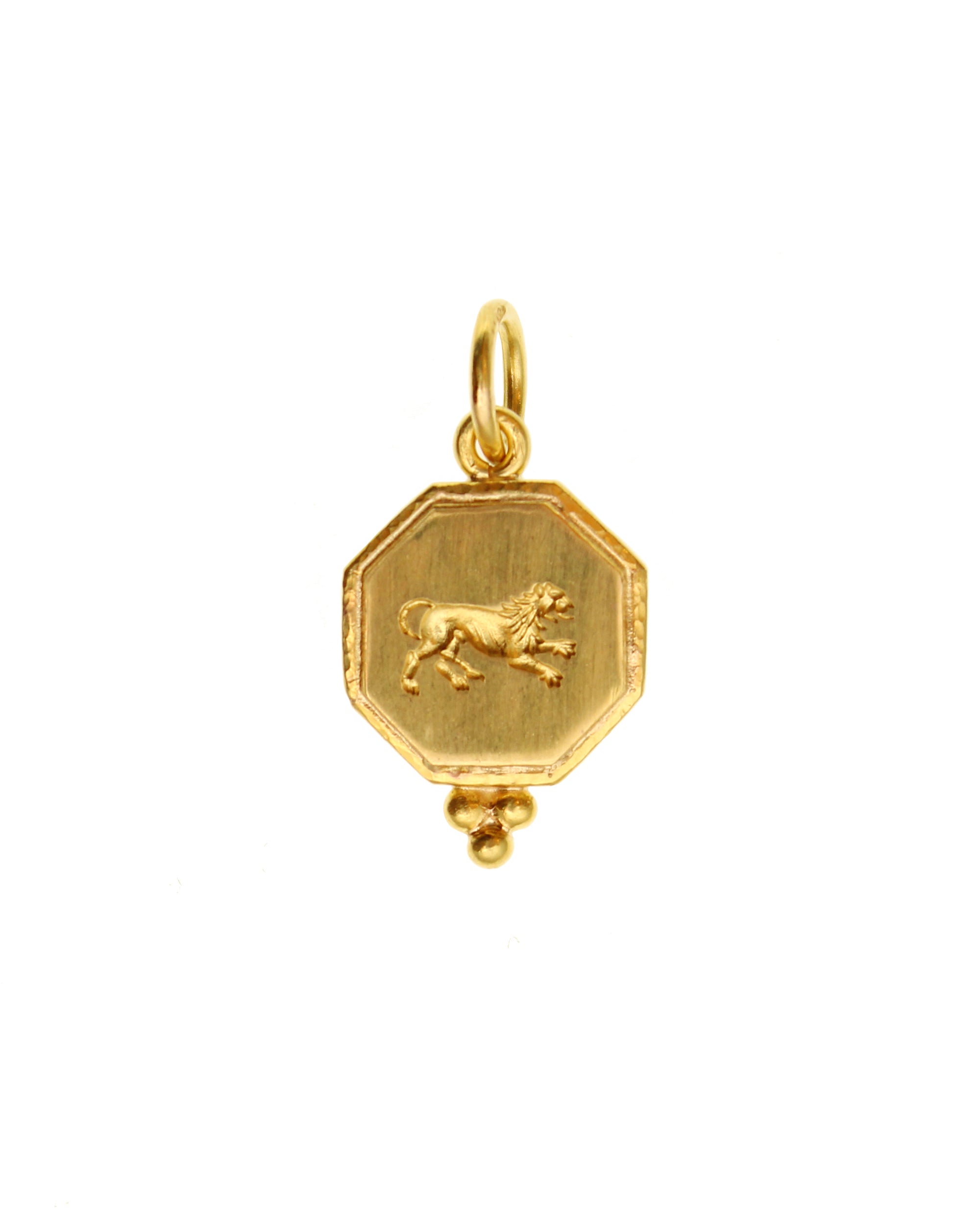Octagonal Lion Jump Ring Pendant
