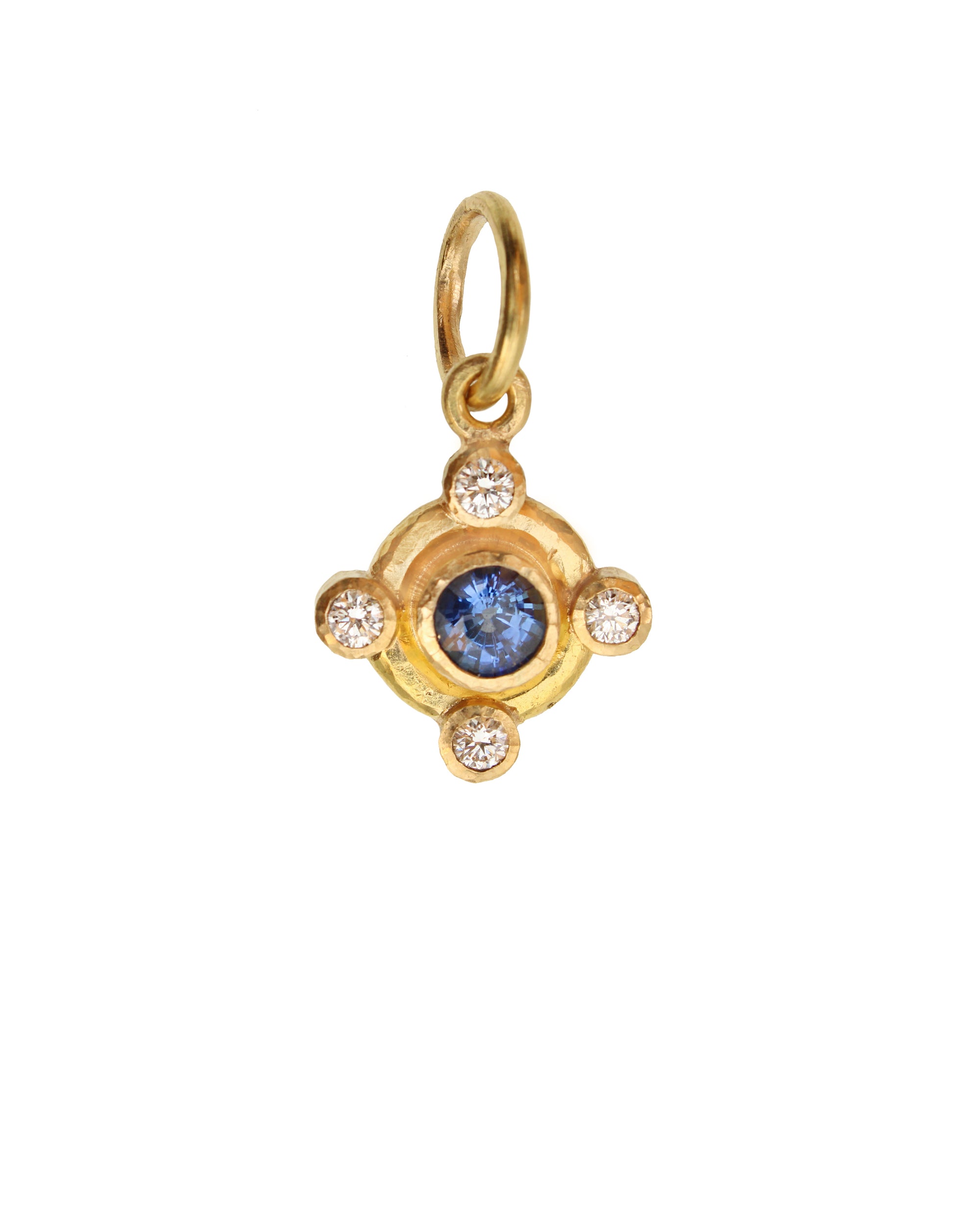 Blue Sapphire and Diamonds Jump Ring Pendant