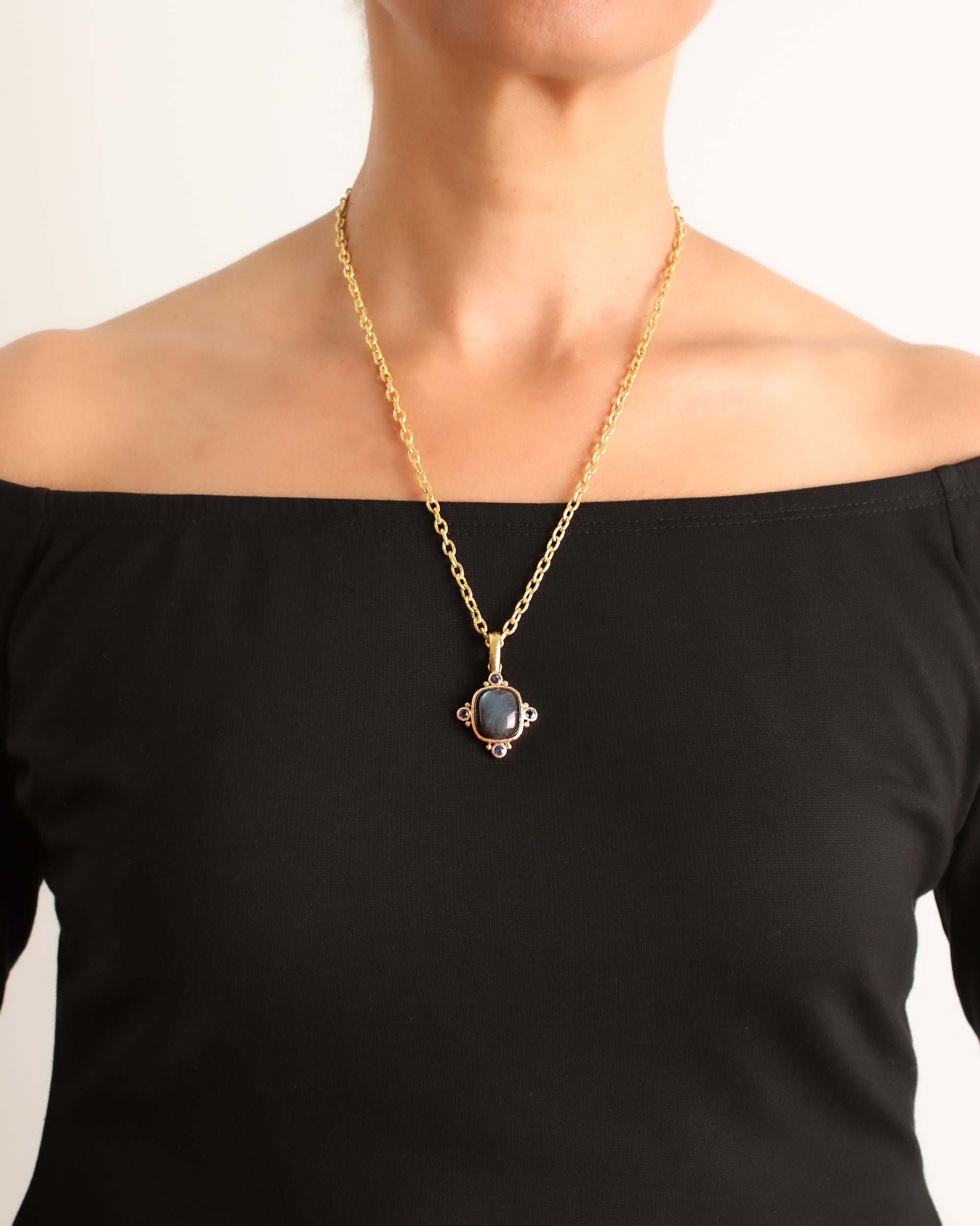 Labradorite and Blue Sapphire Pendant