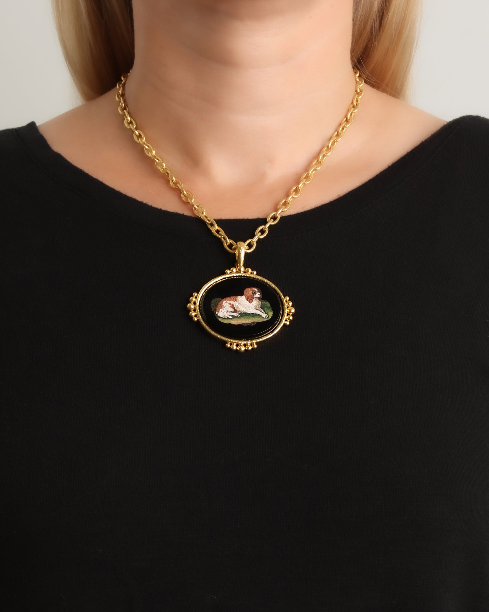 Antique 'King Charles' Micromosaic Pendant