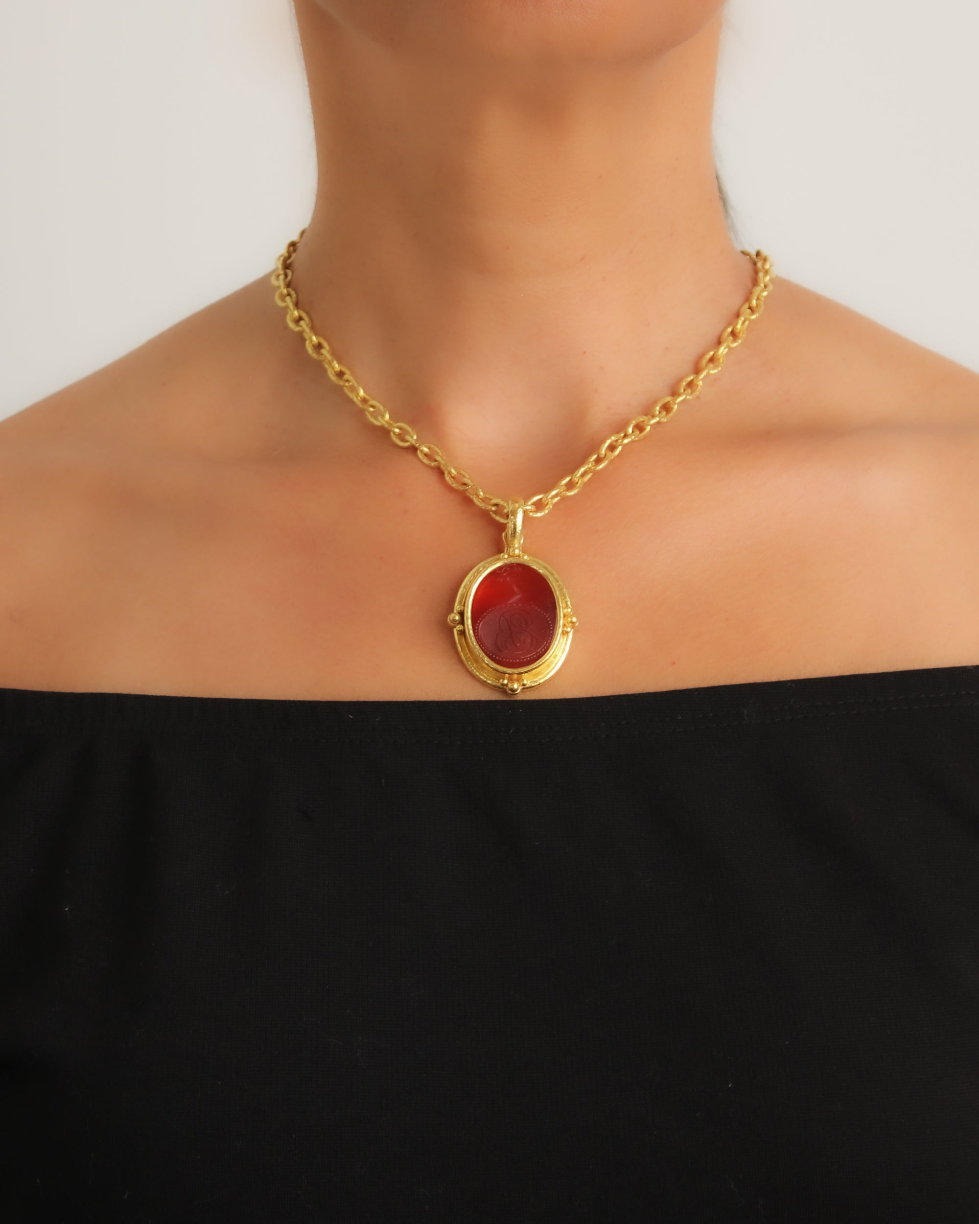 Antique Carnelian Seal 'Crest' Pendant