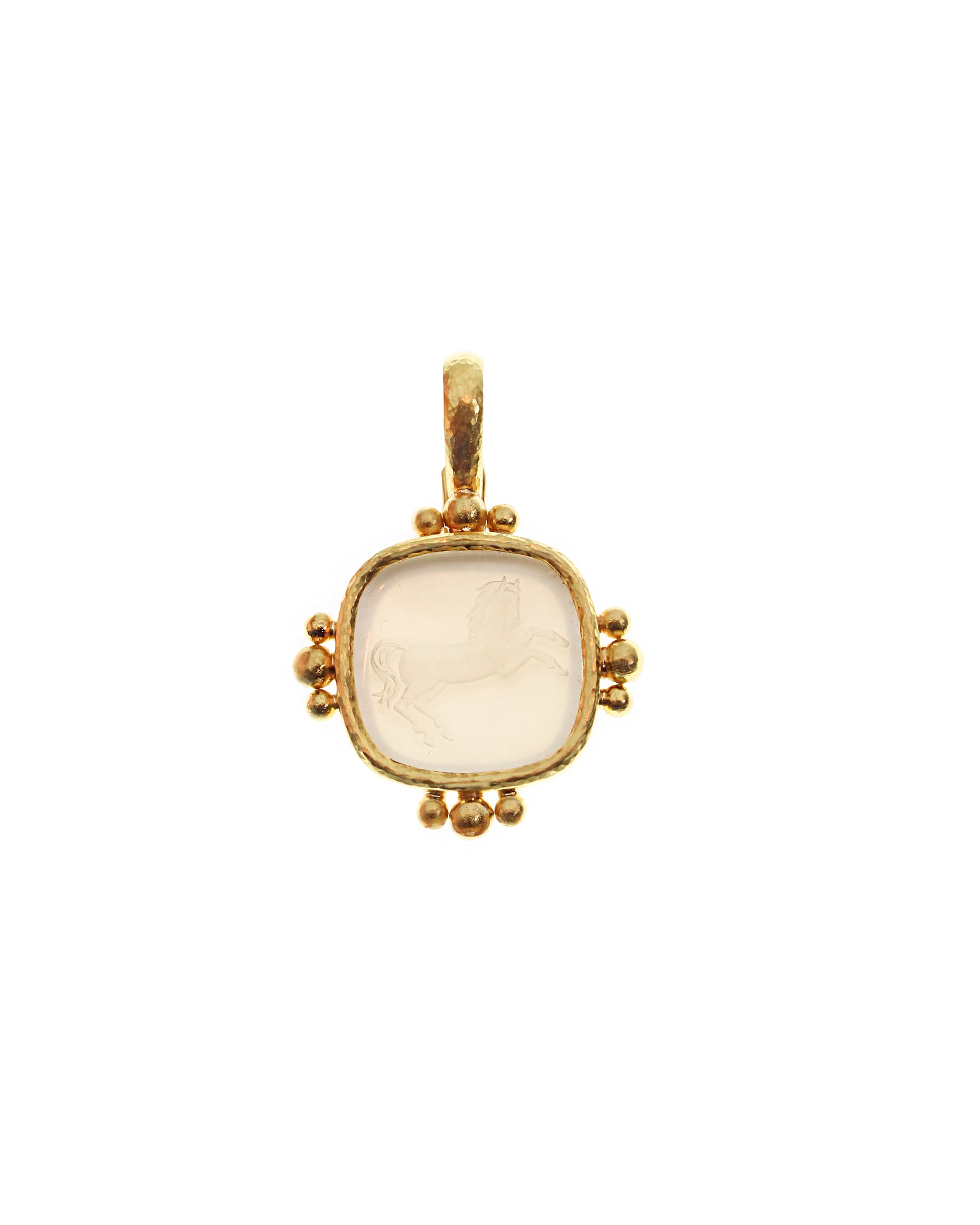 Rock Crystal 'Flat Rearing Horse' Pendant