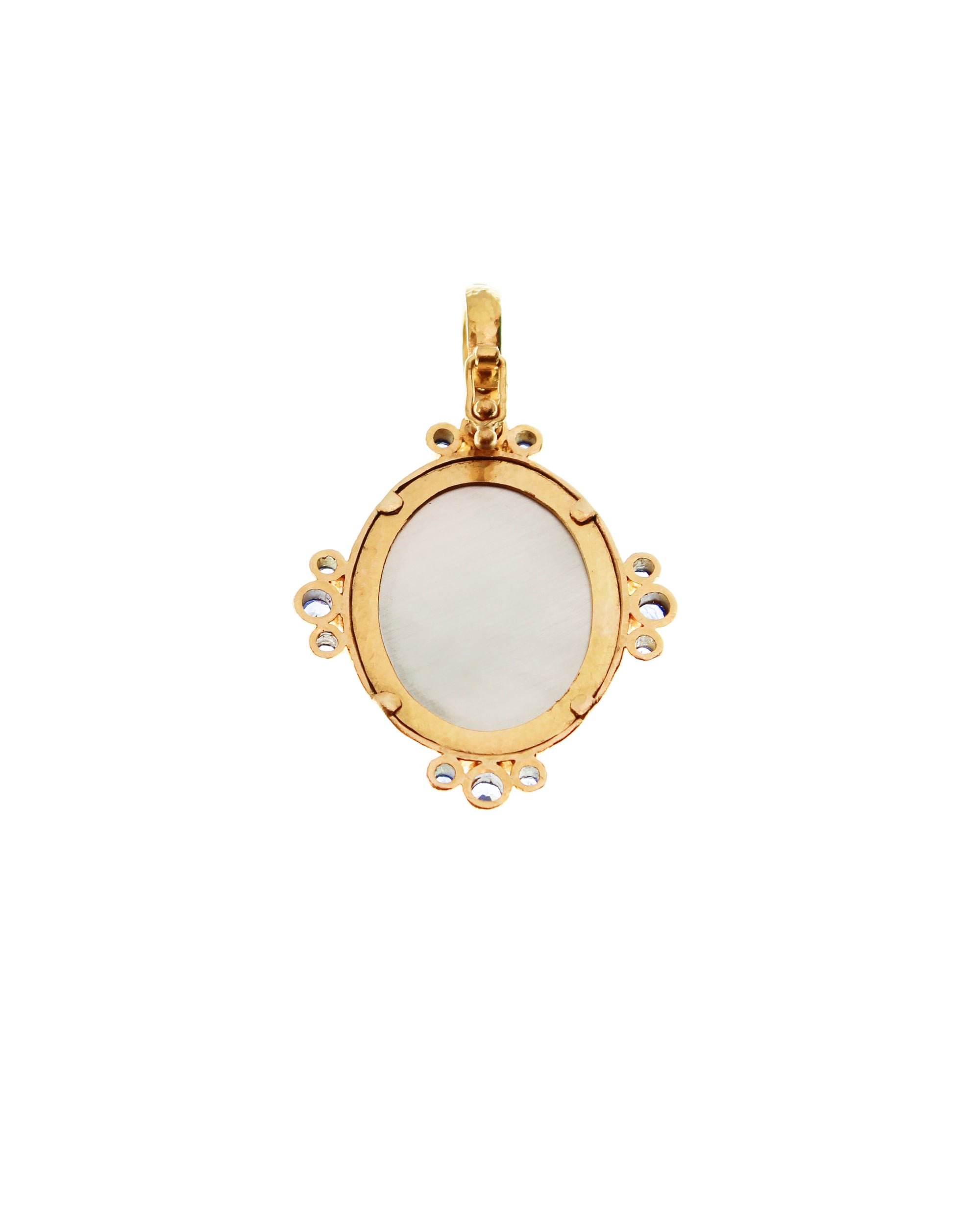 Antique Micromosaic 'Muse' Pendant with Sapphires