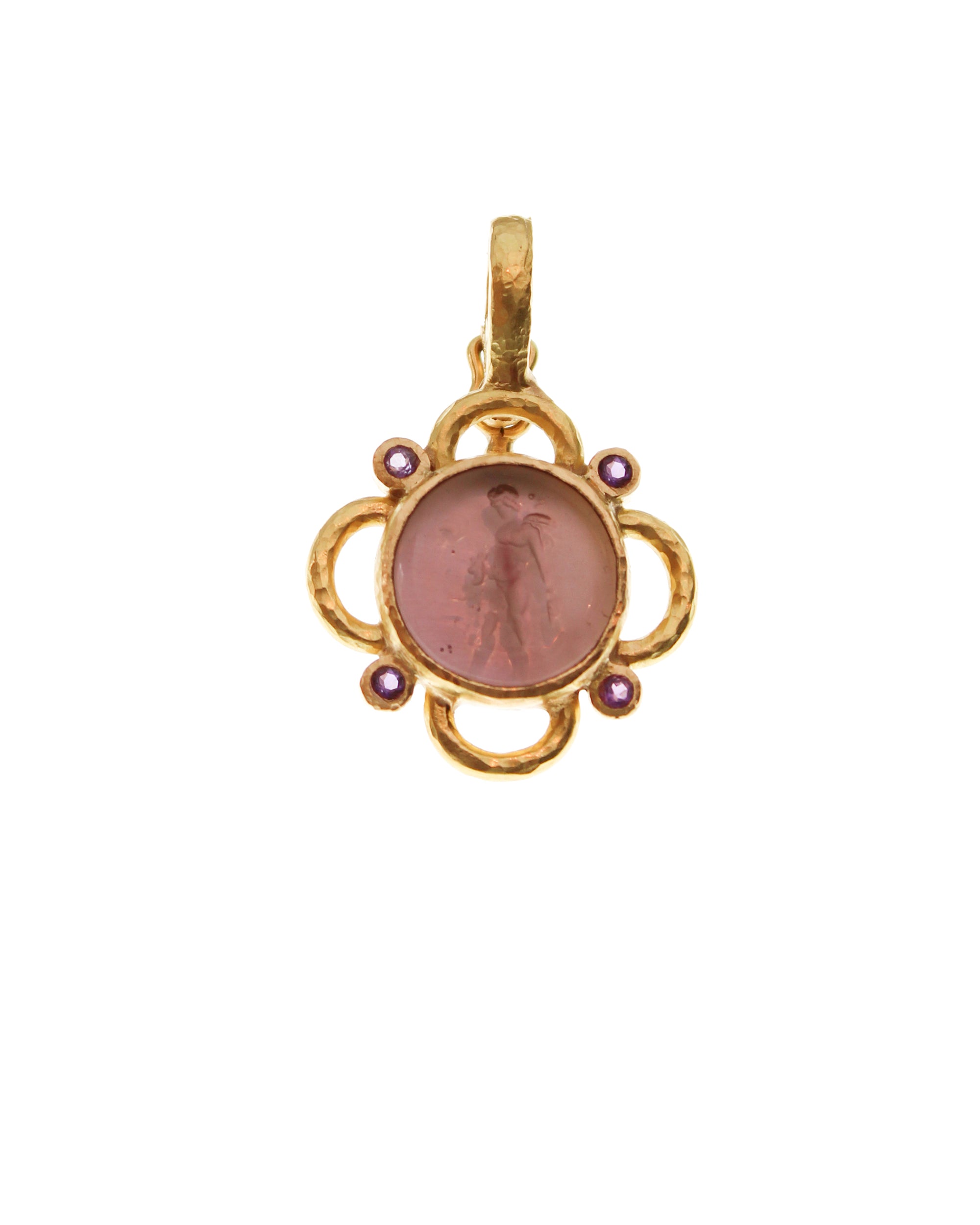 Mulberry Venetian Glass 'Putto with Arrow' Pendant