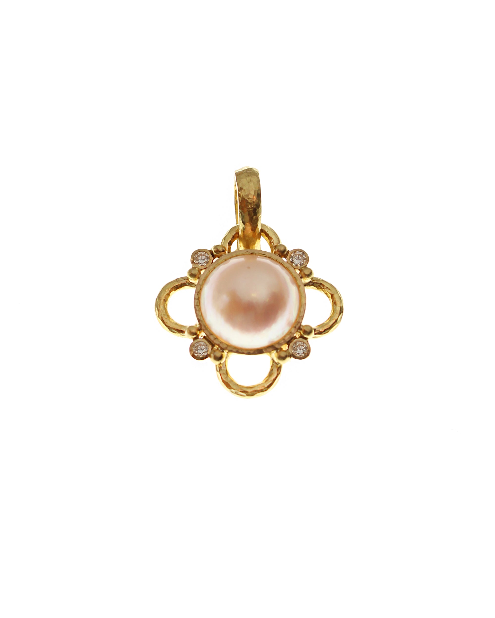 Mabe Pearl and Diamond in Wire Arches Pendant