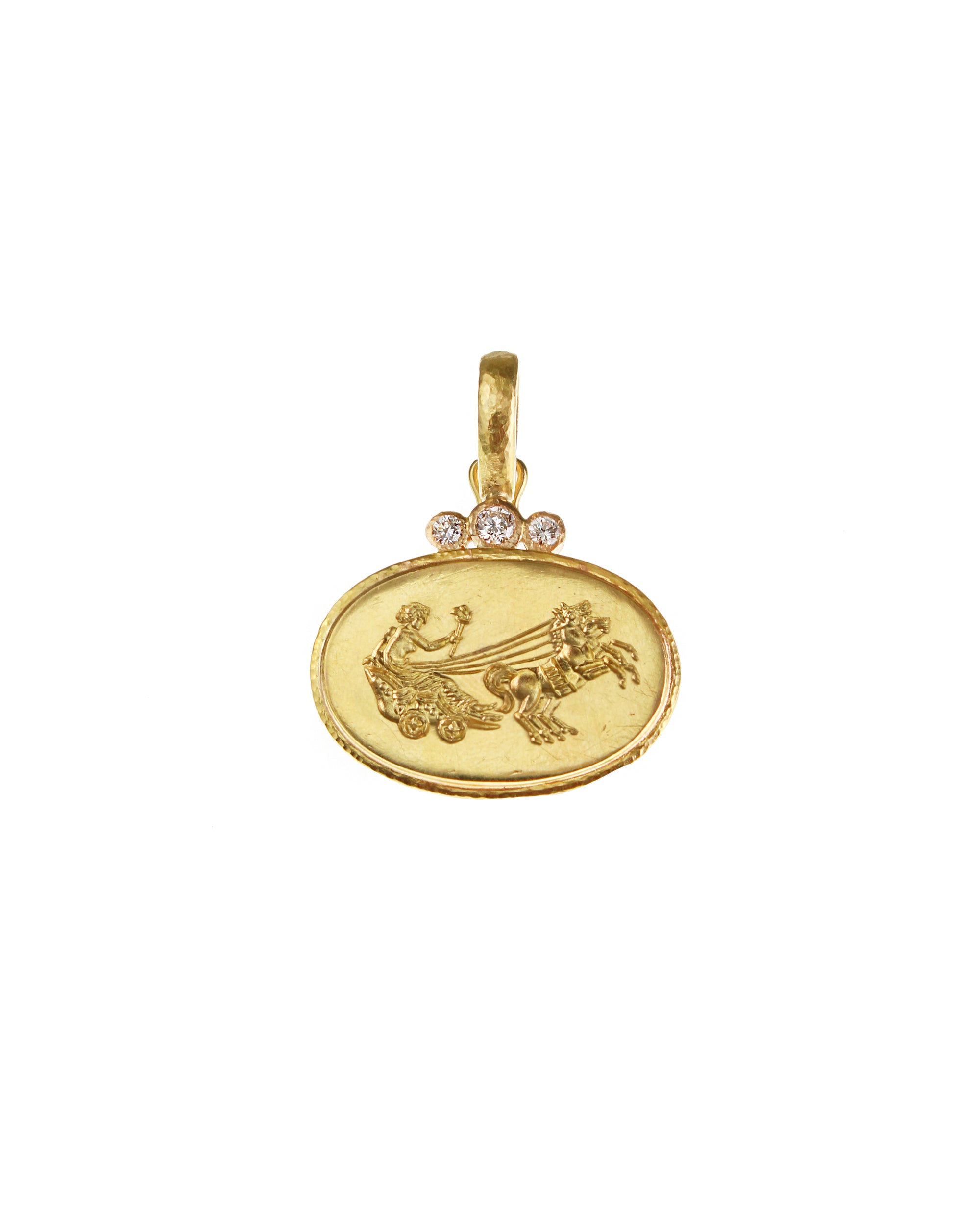 Gold 'Goddess with Chariot' and Diamond Pendant