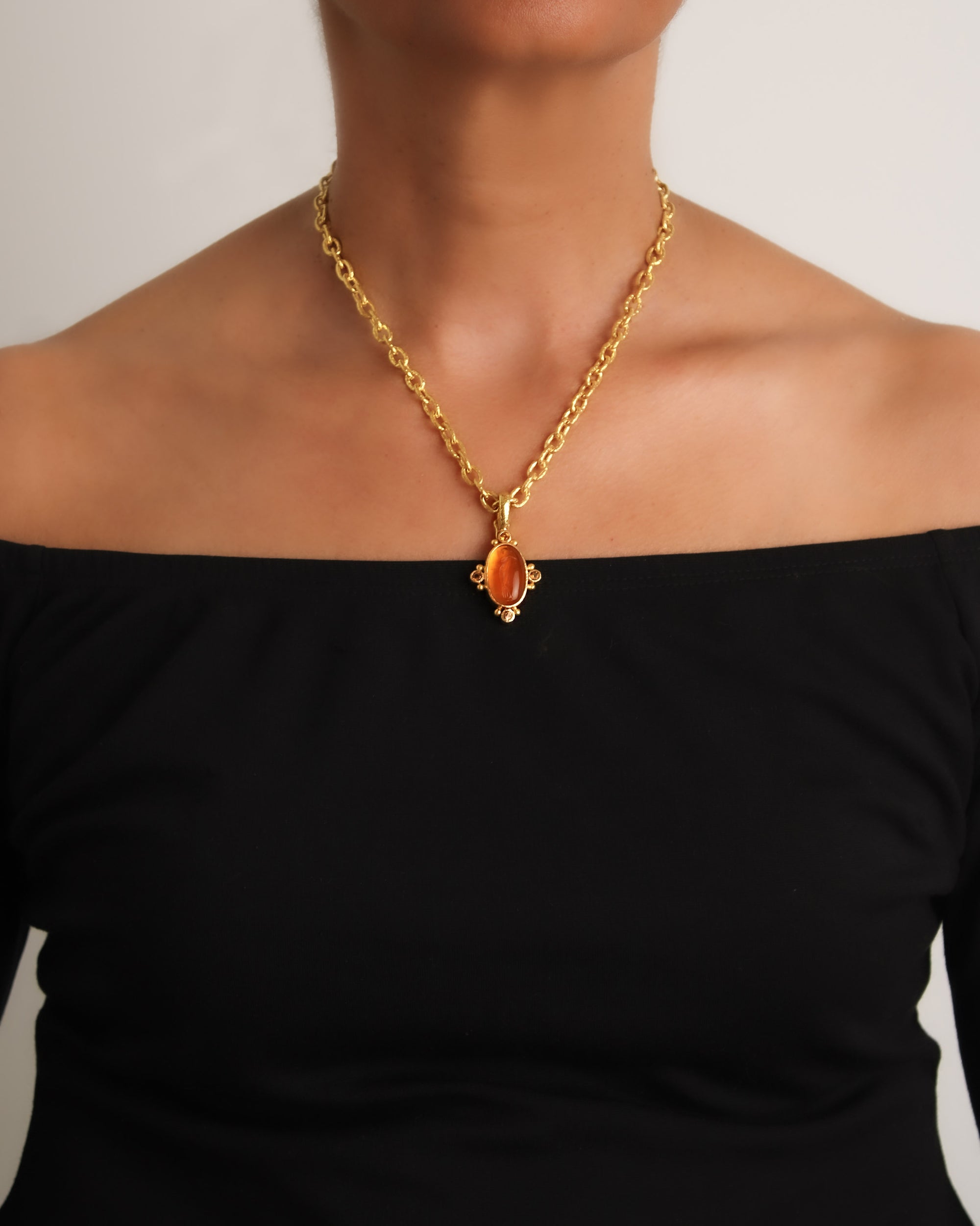 Amber Venetian Glass 'Standing Goddess' Pendant