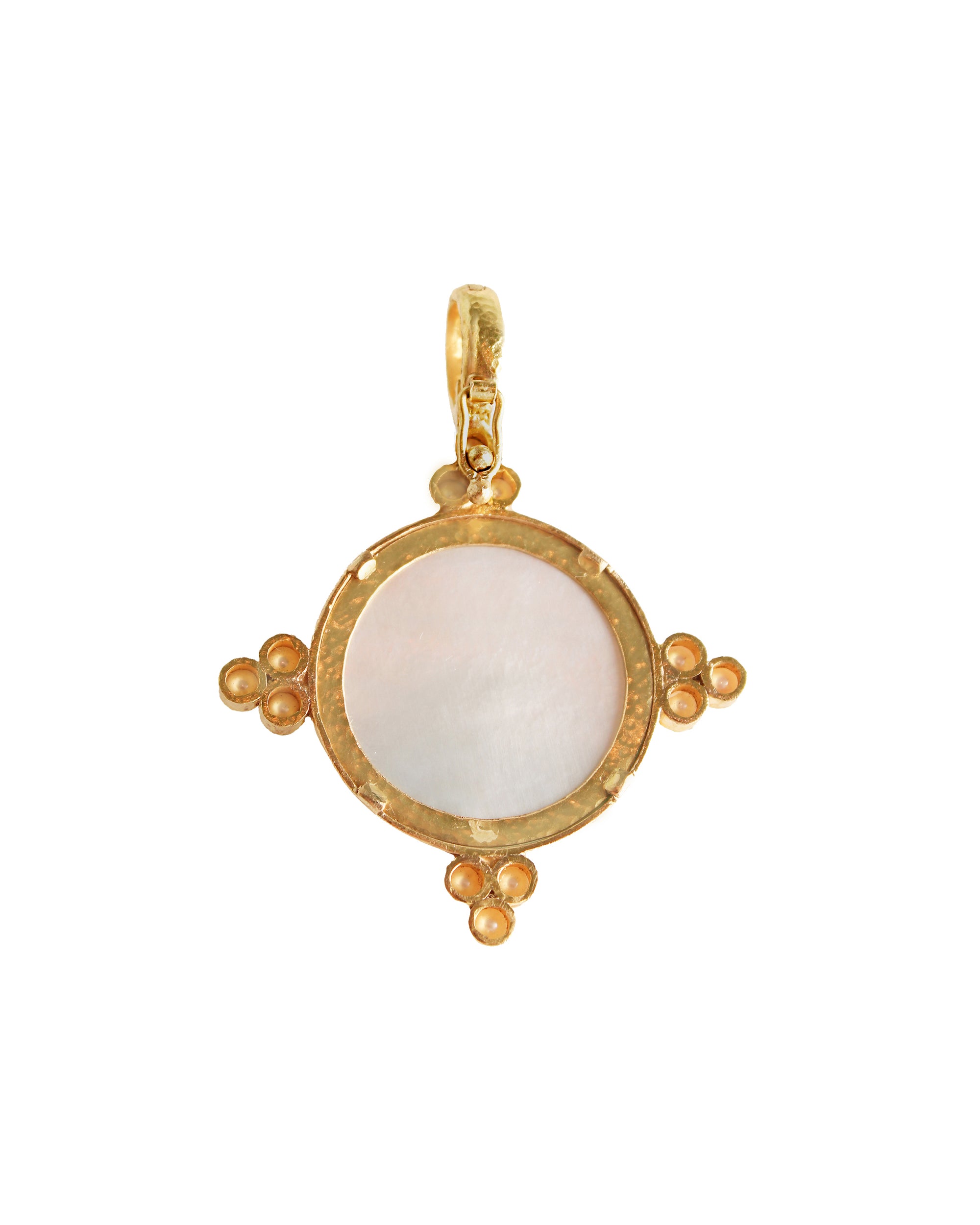 Crystal 'Cupid Riding Lion' with Pearl Pendant