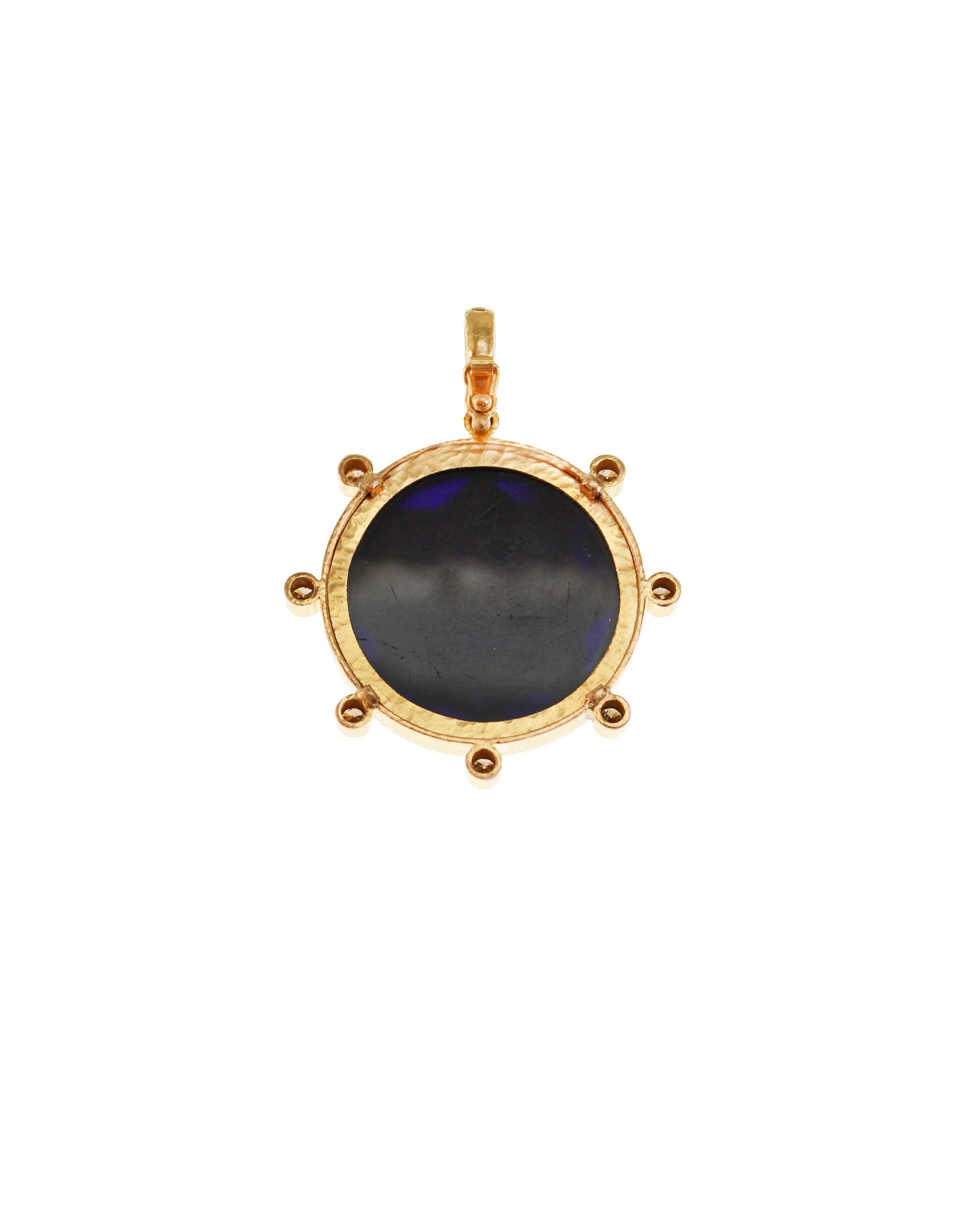 Antique Micromosaic and Cognac Diamond Pendant