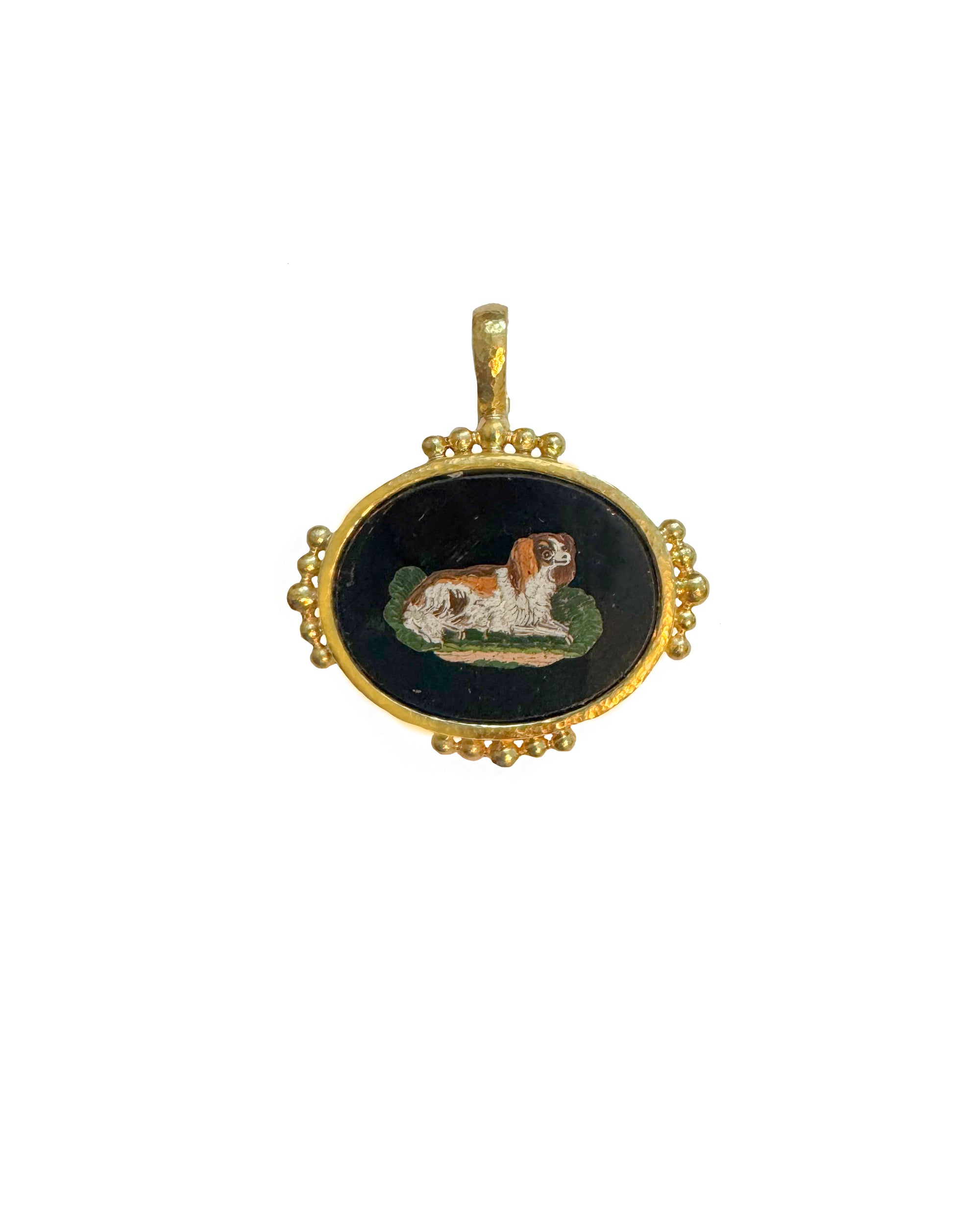 Antique Micromosaic 'Spaniel' Pendant