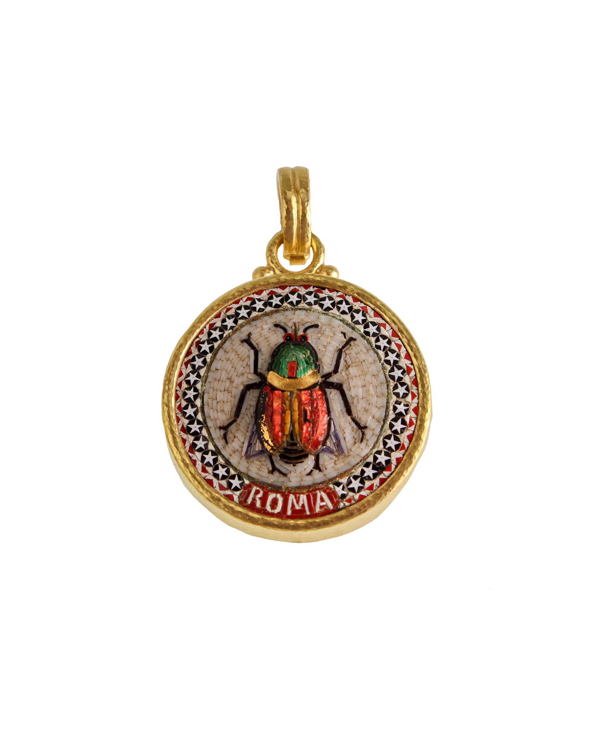 Antique 'Roma' Scarab Micromosaic Pendant