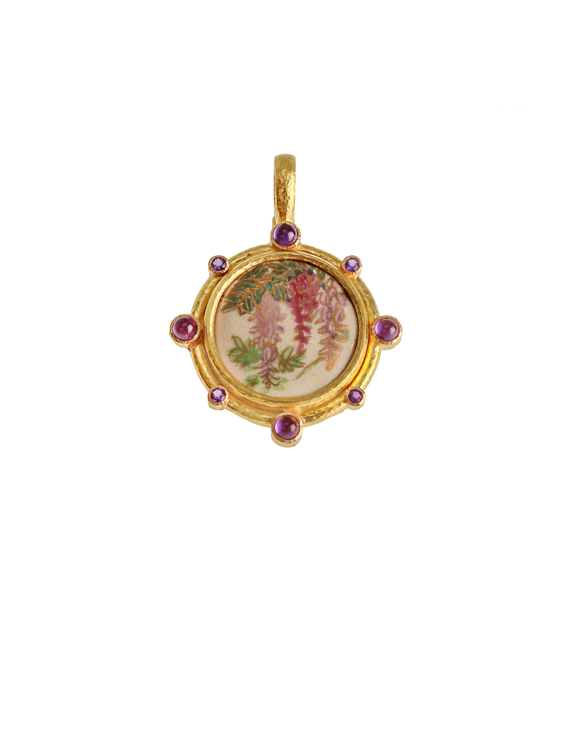 Antique Satsuma Porcelain 'Wisteria' Pendant