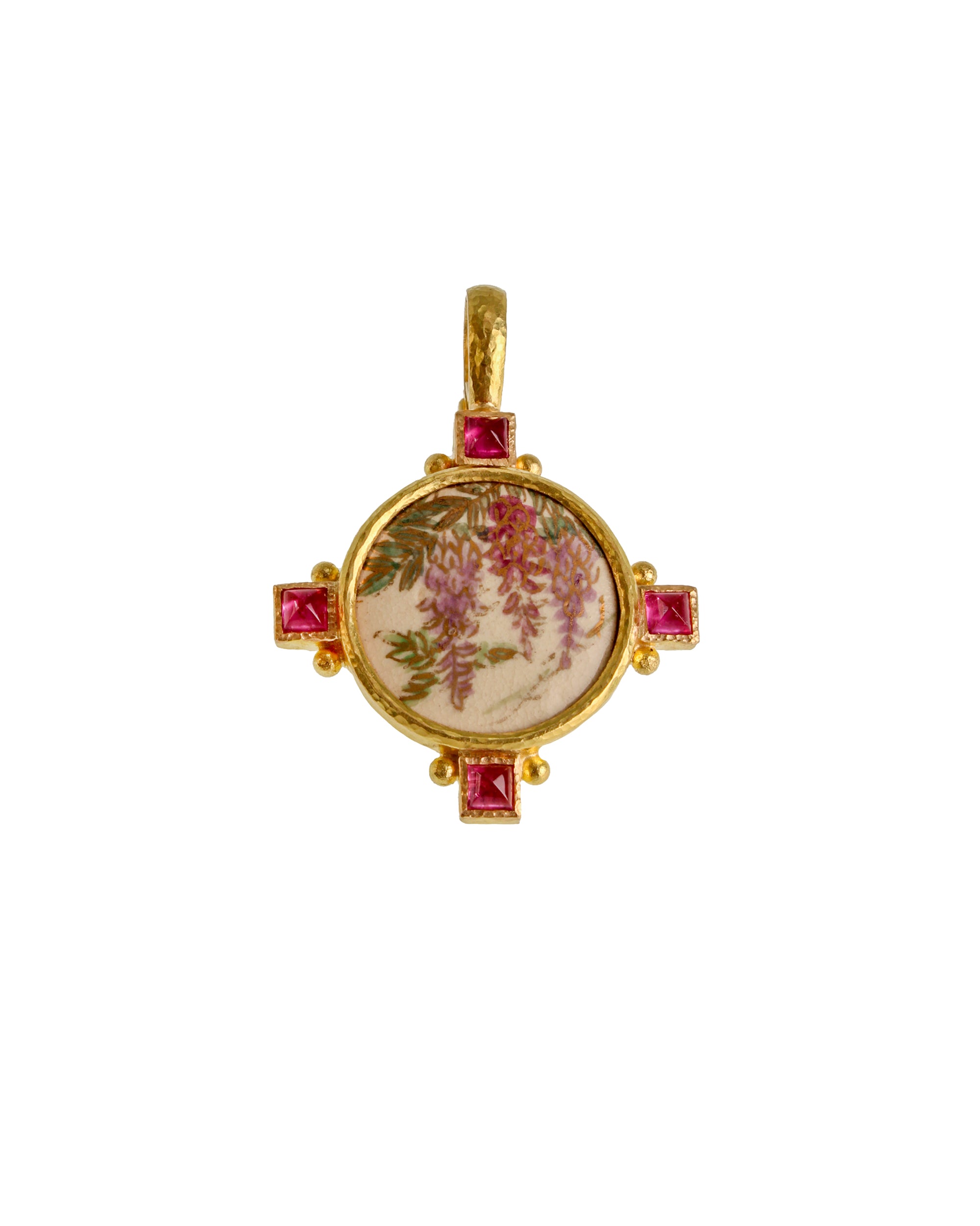 Antique Satsuma Porcelain 'Wisteria' Pendant