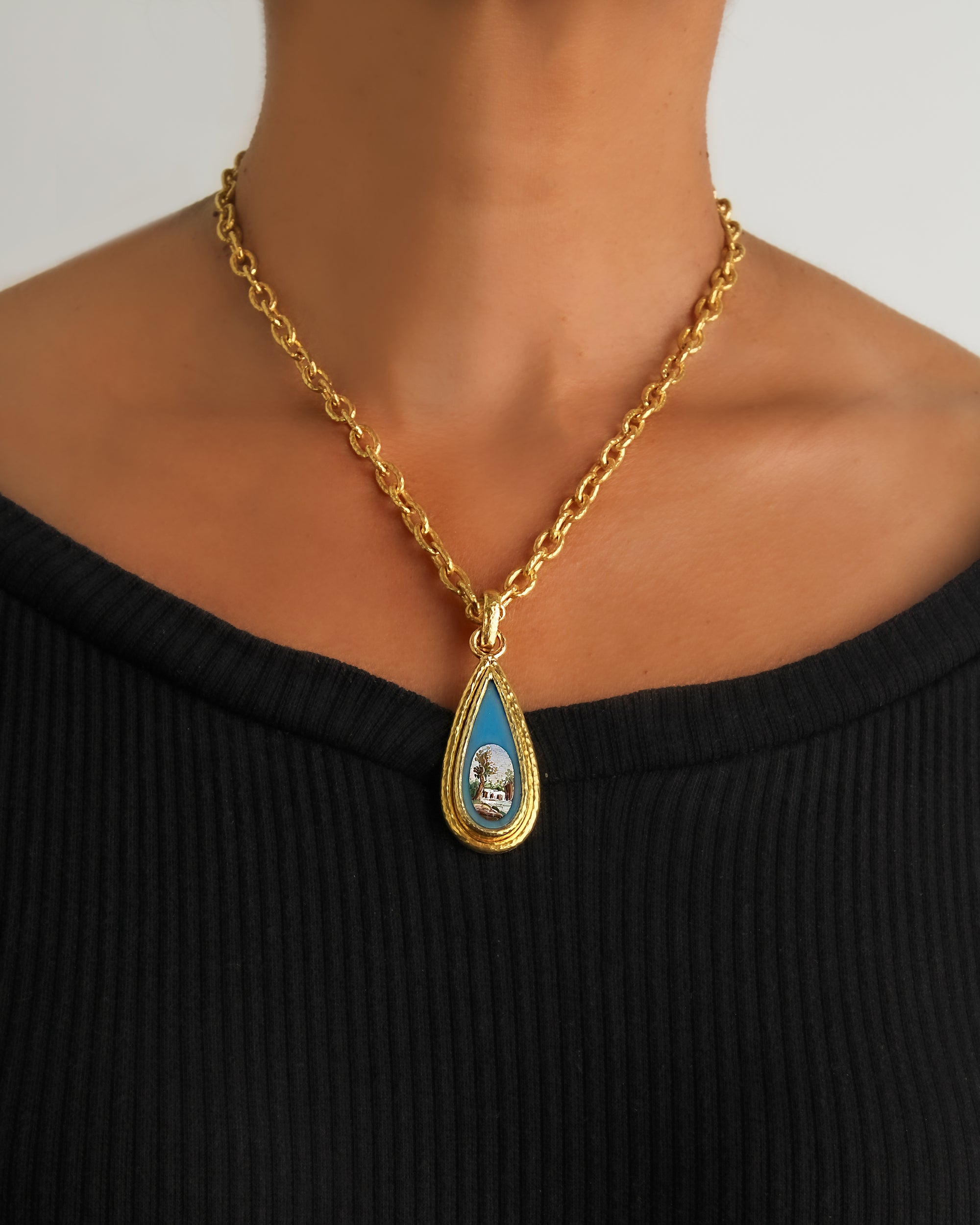 19th century Micromosaic 'Tear Drop' Pendant