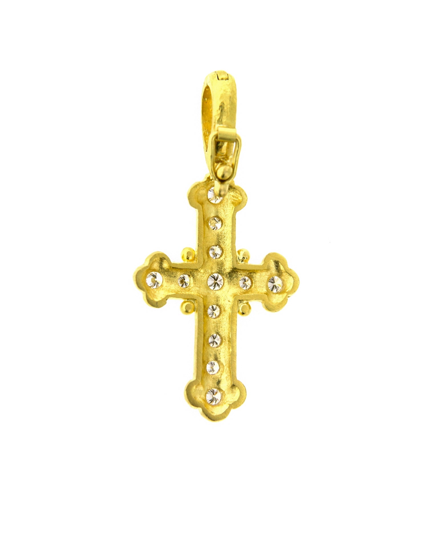 Small Byzantine Cross with Diamonds Pendant