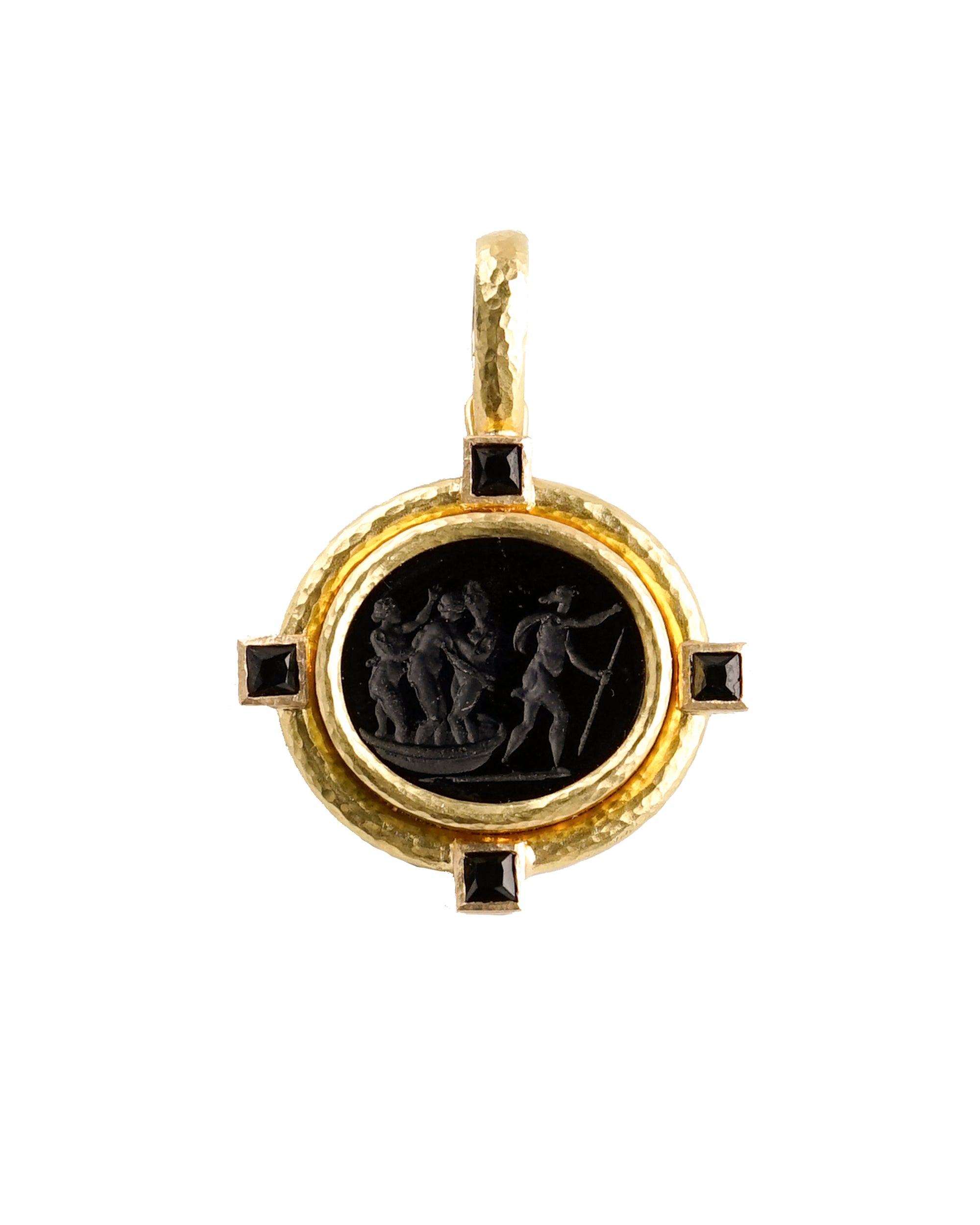 Black 'Goddess on Boat' Pendant