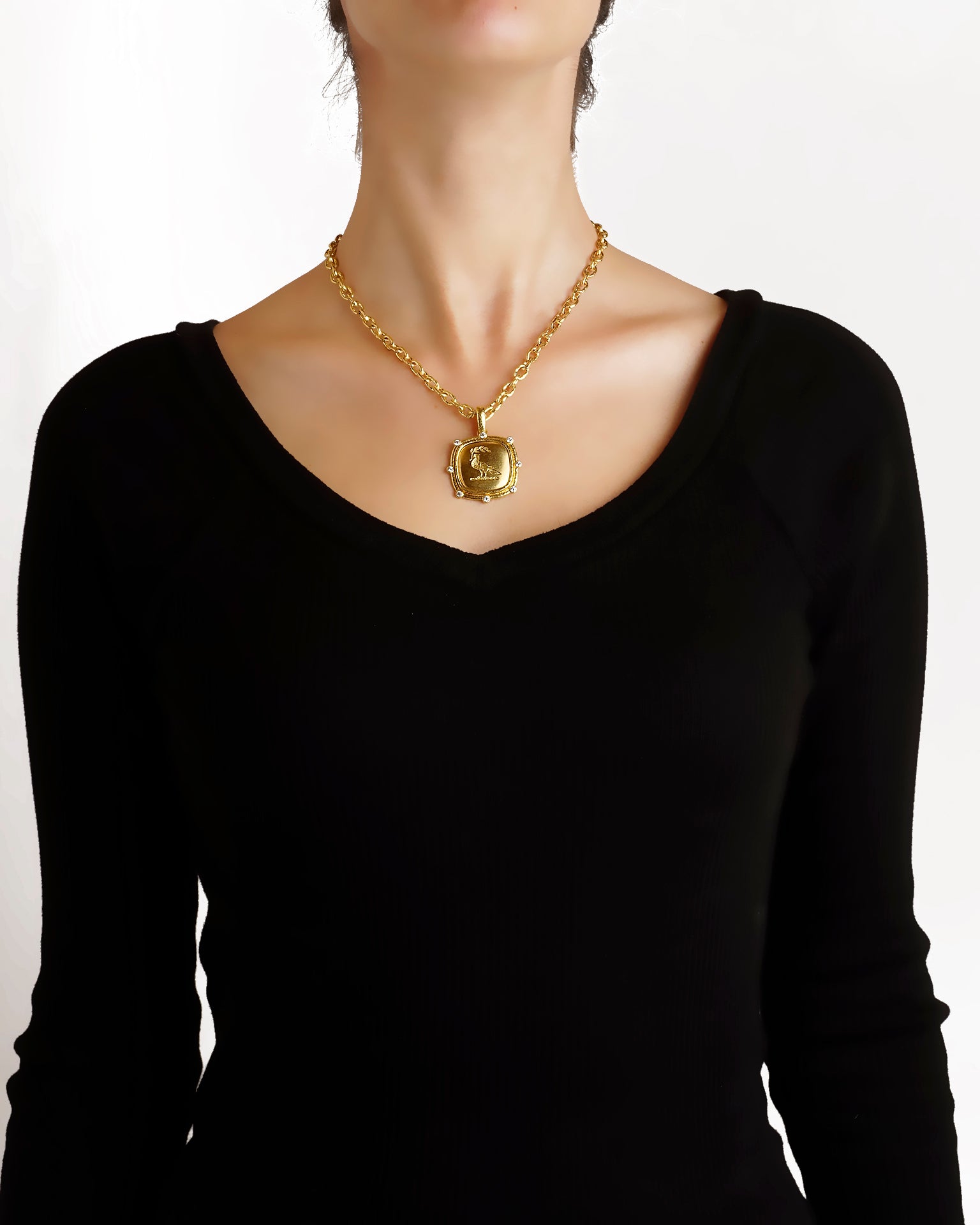 Gold 'Dove with Branch'  Pendant