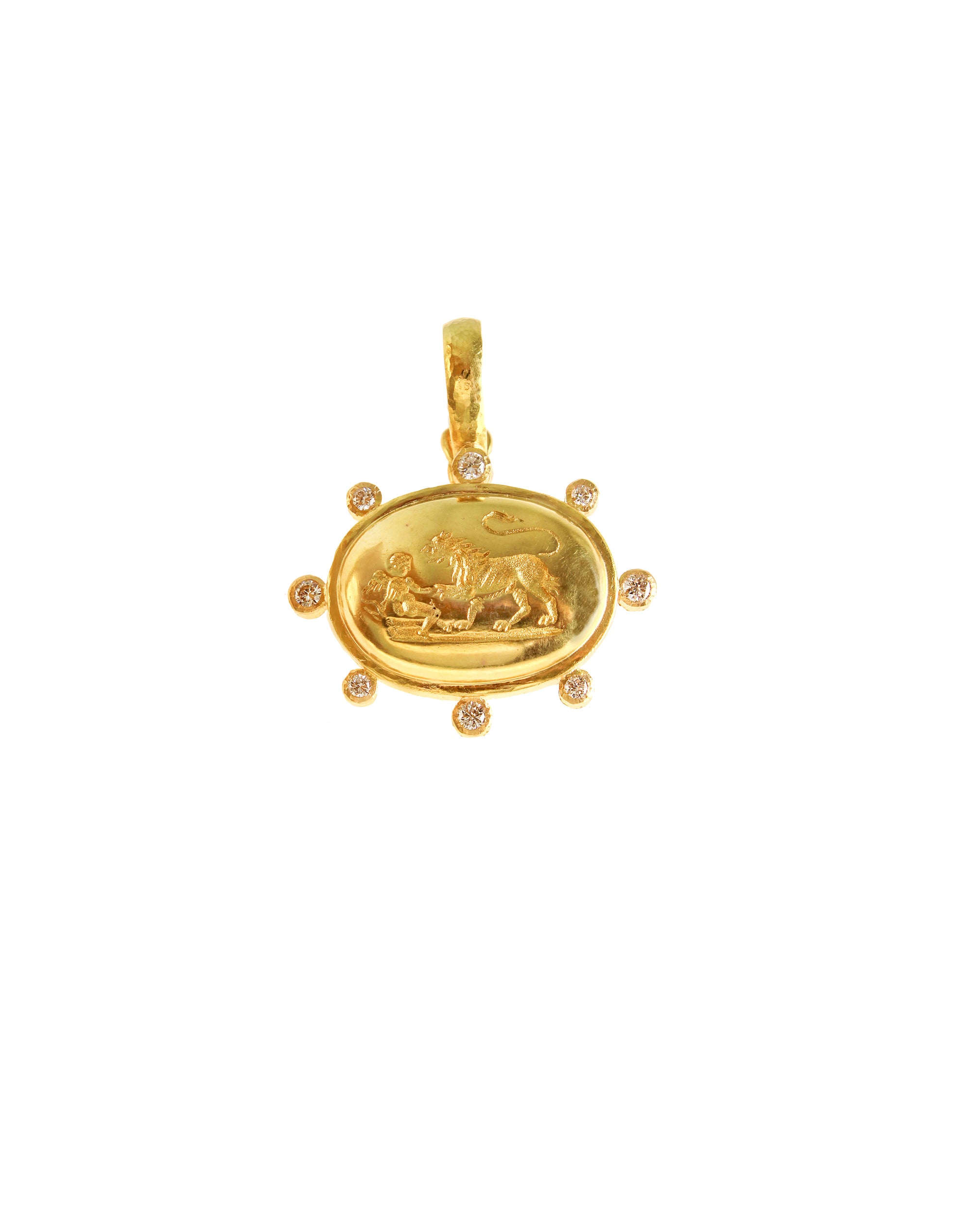 Gold 'Eros and Lion' Pendant