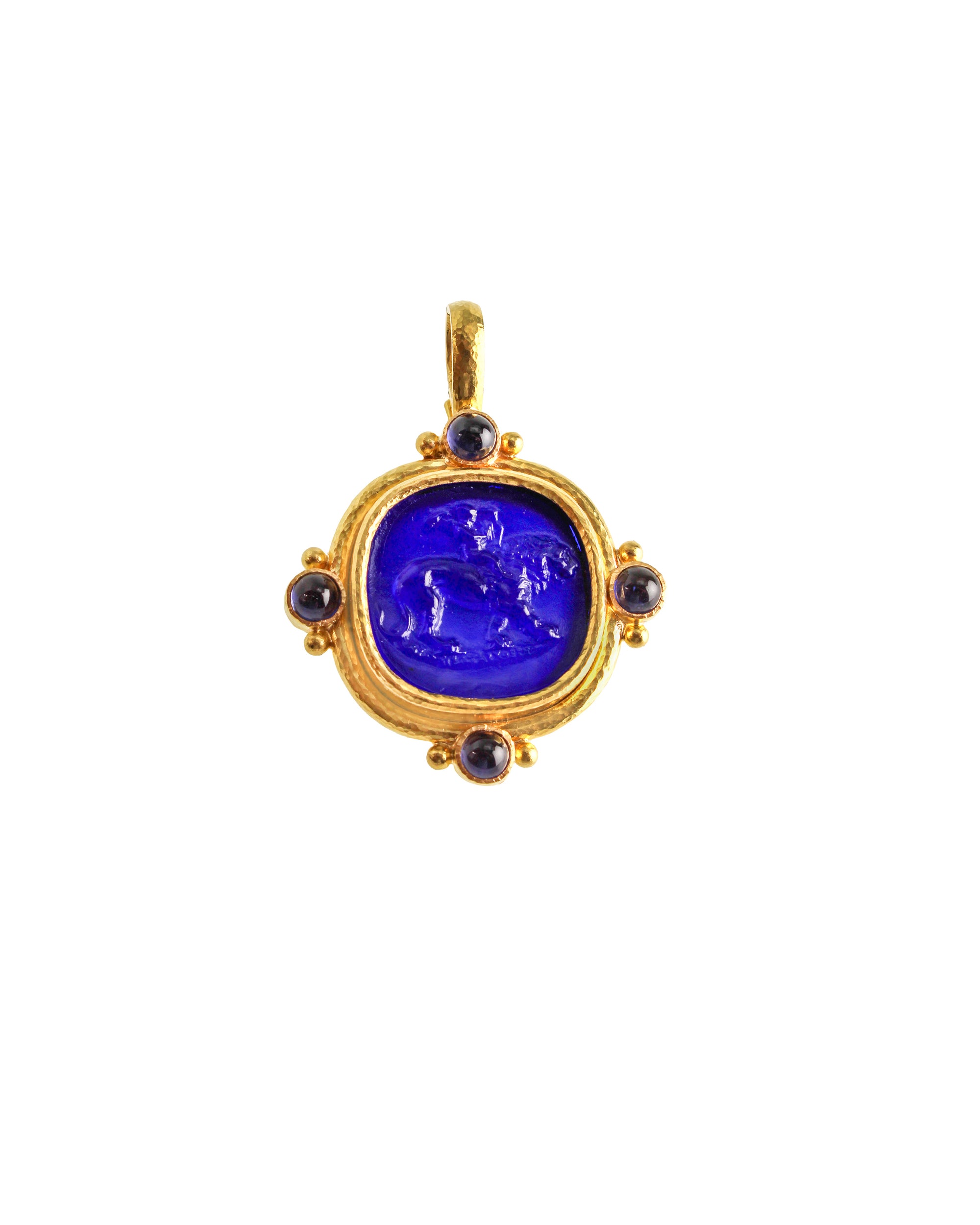 Cobalt 'Cupid Riding Lion' Pendant