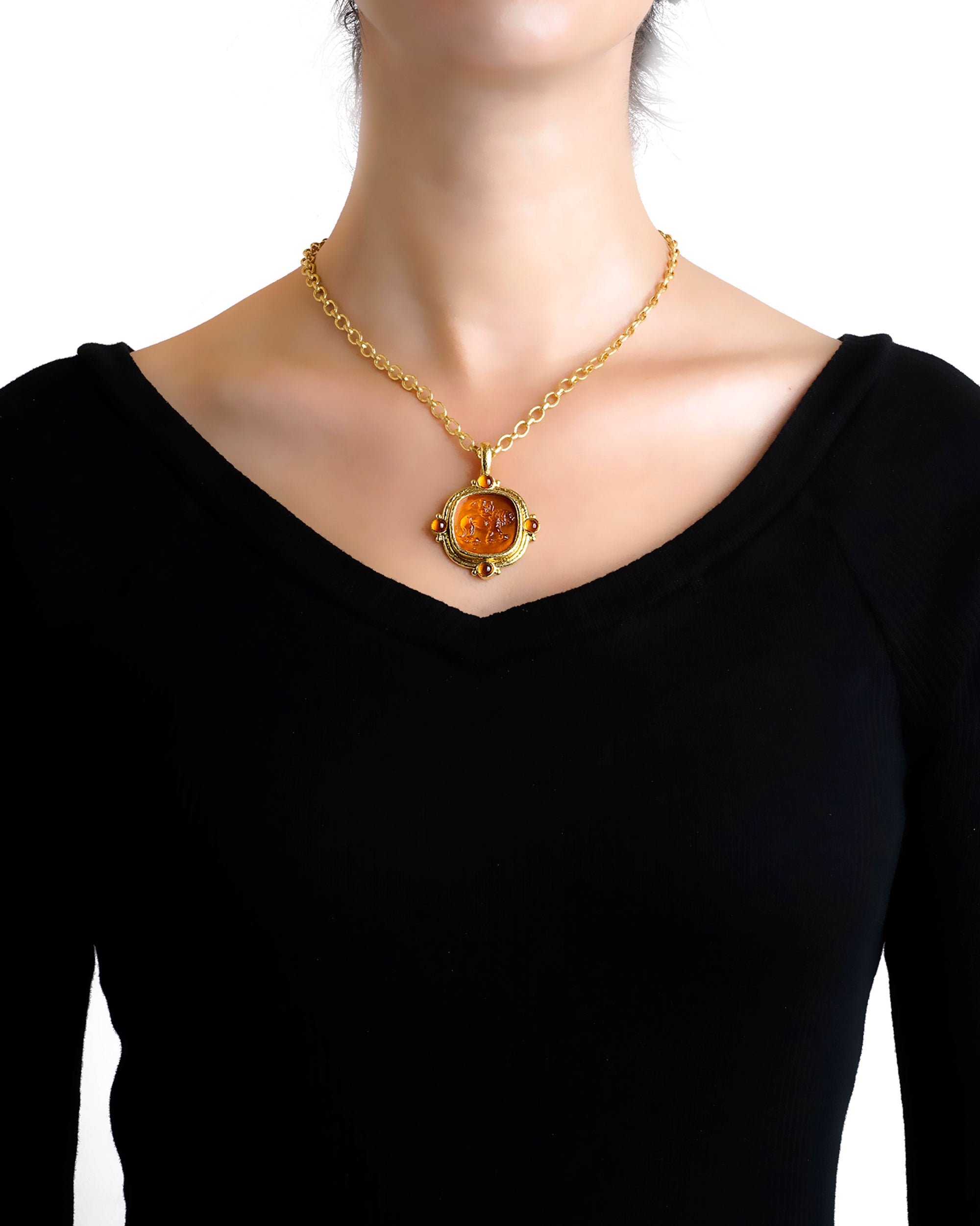 Peacock 'Cupid Riding Lion' Pendant