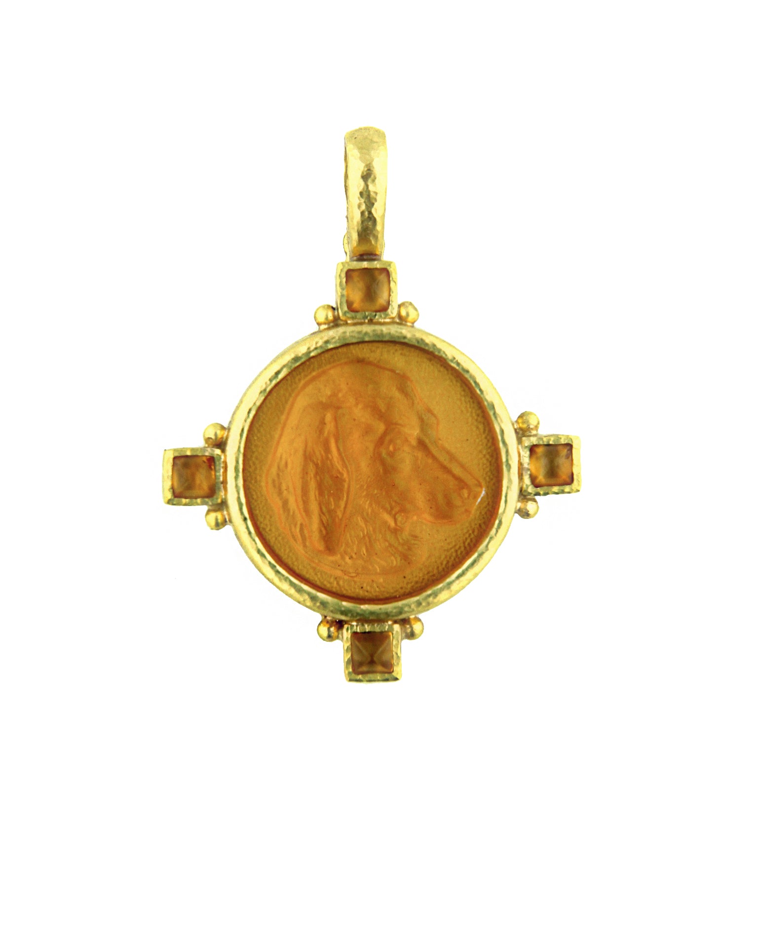 Light Amber 'Hound Head' Pendant