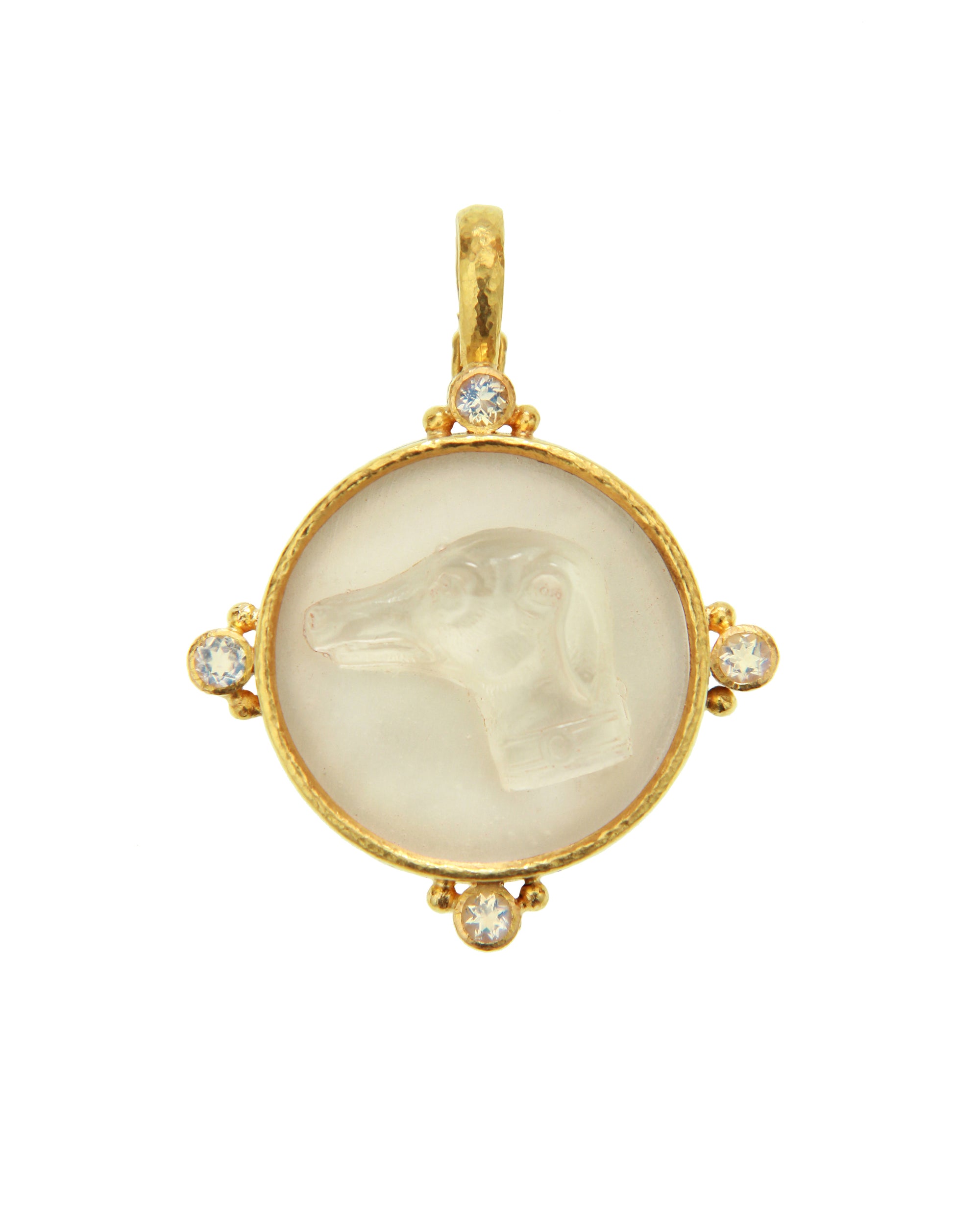 Crystal 'Round Hound Profile' Pendant