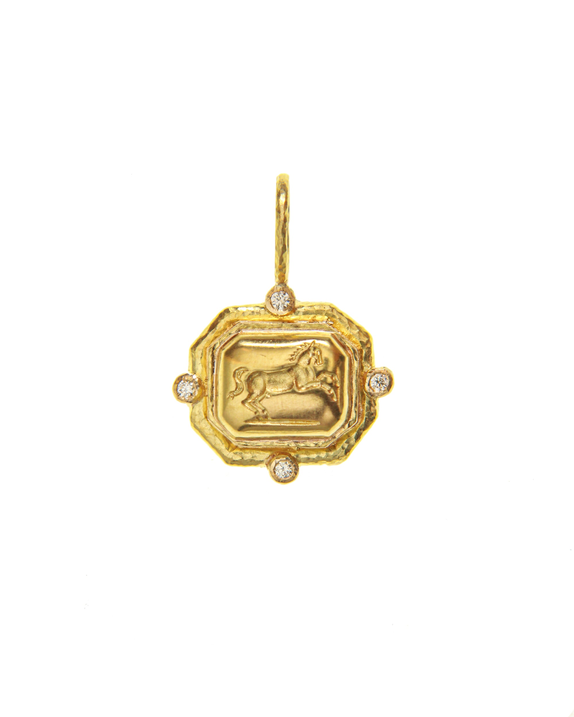 Gold 'Octagonal Horse' Pendant with Jump Ring