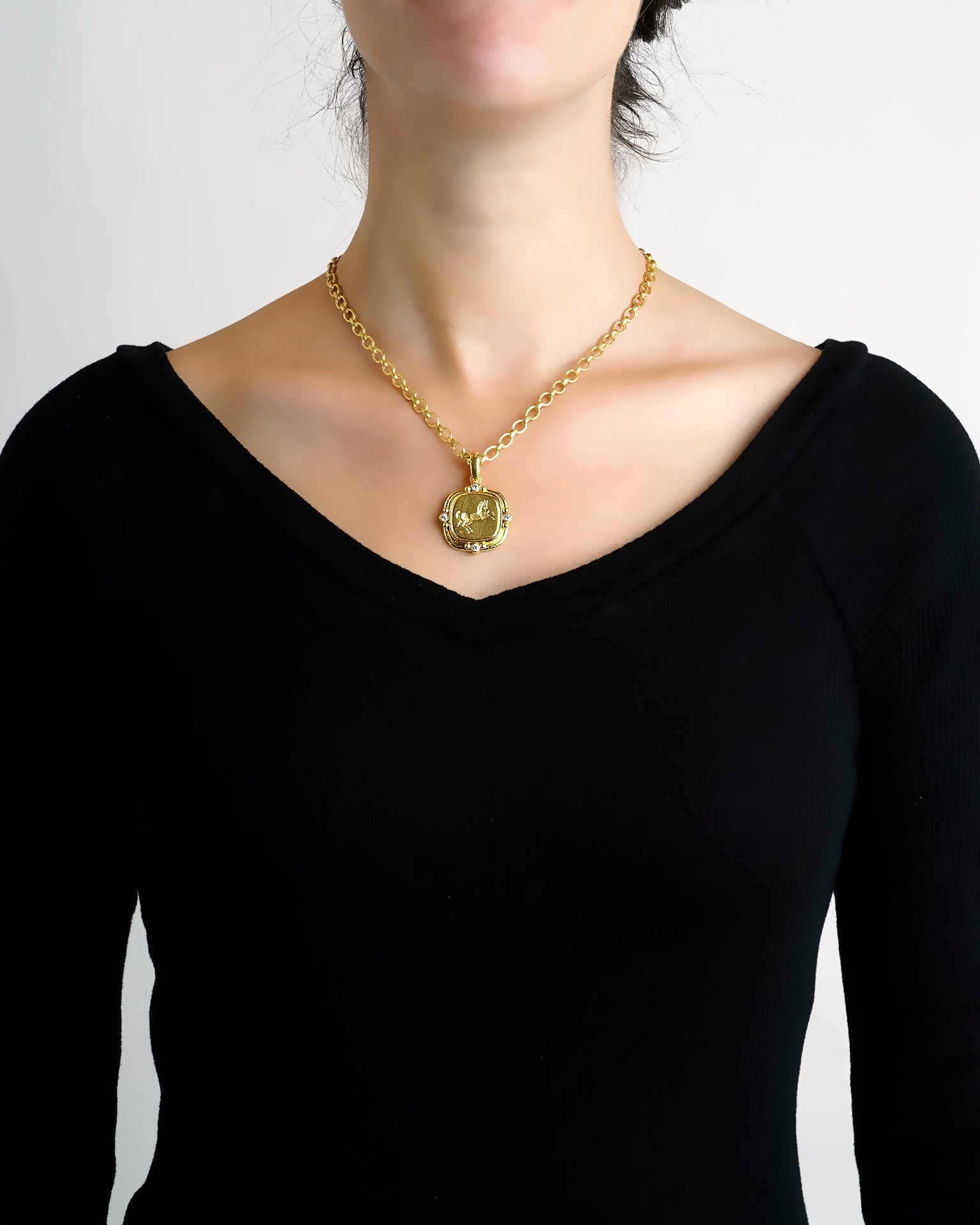 Gold and Diamond 'Rearing Horse' Pendant