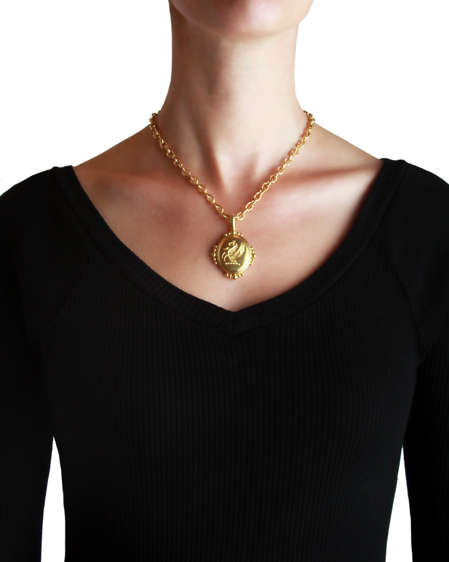 Gold 'Rampant Pegasus' Pendant