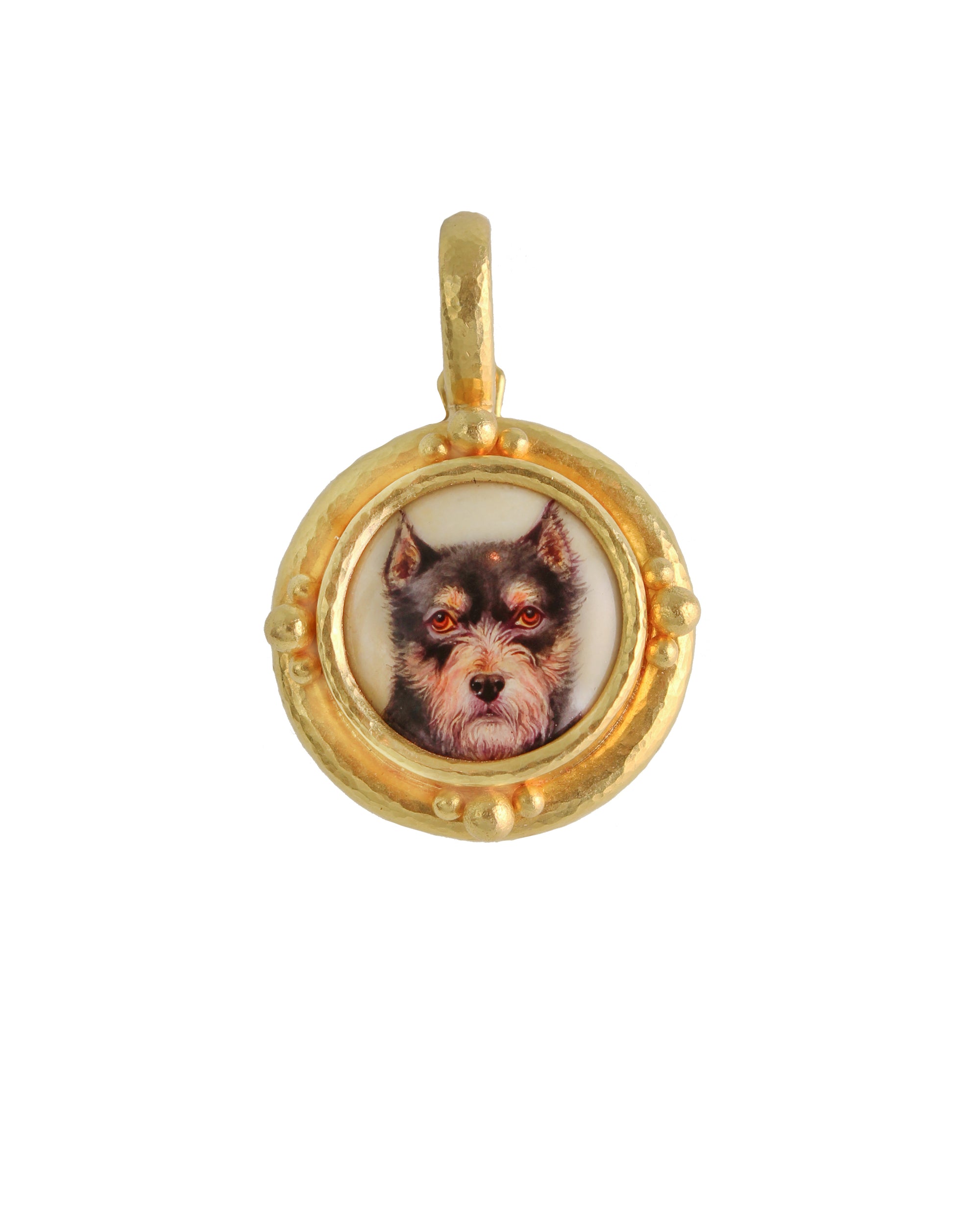 Antique Painted Enamel 'Dog' Pendant