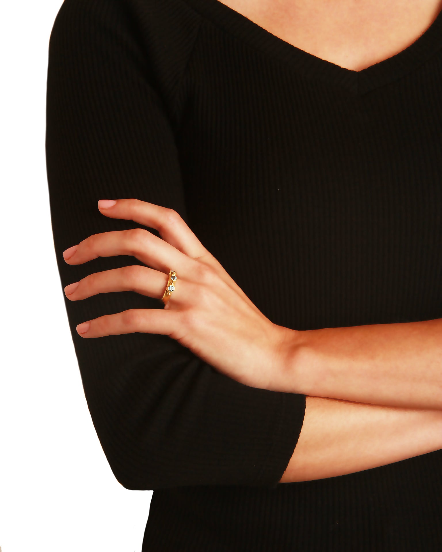 Round Aquamarine Stack Ring