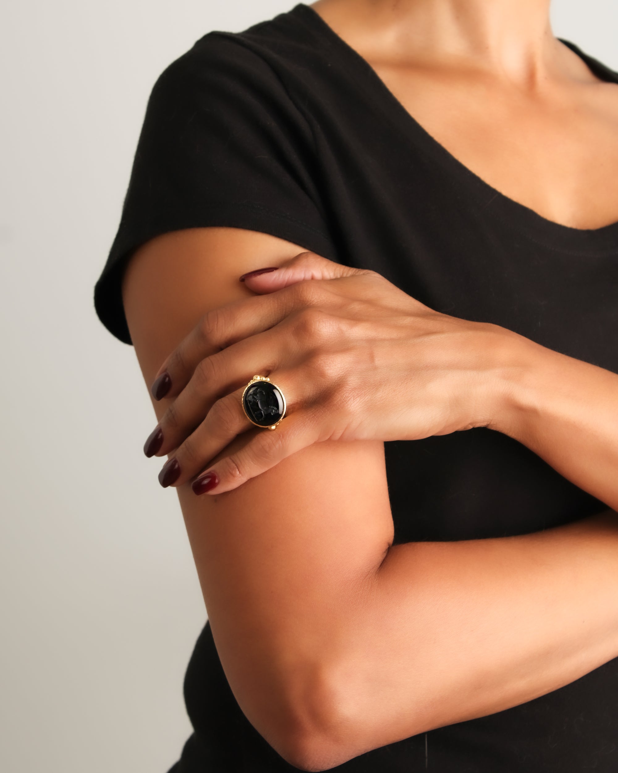 Onyx 'Roman Horse' Ring