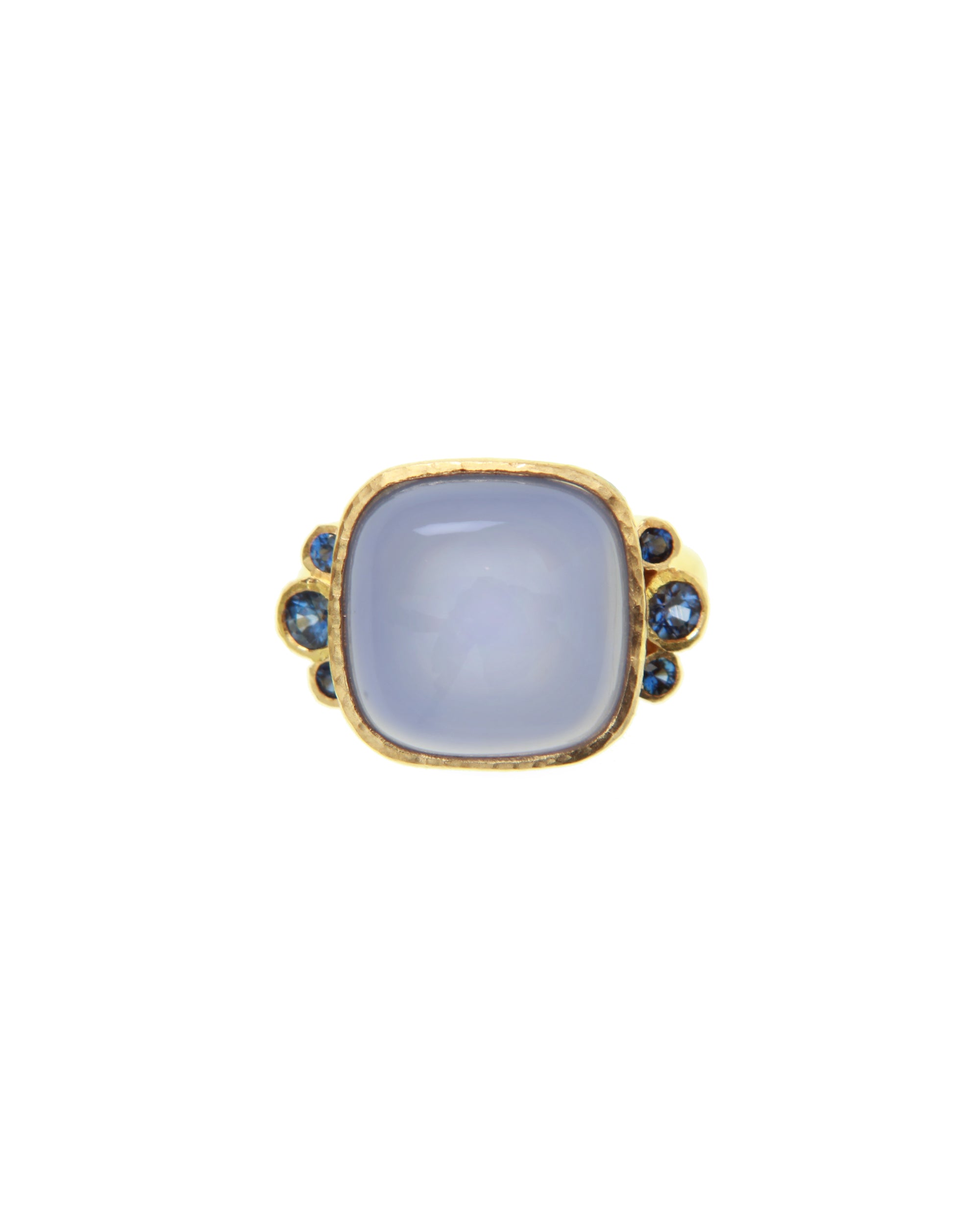 Blue Chalcedony and Blue Sapphire Ring