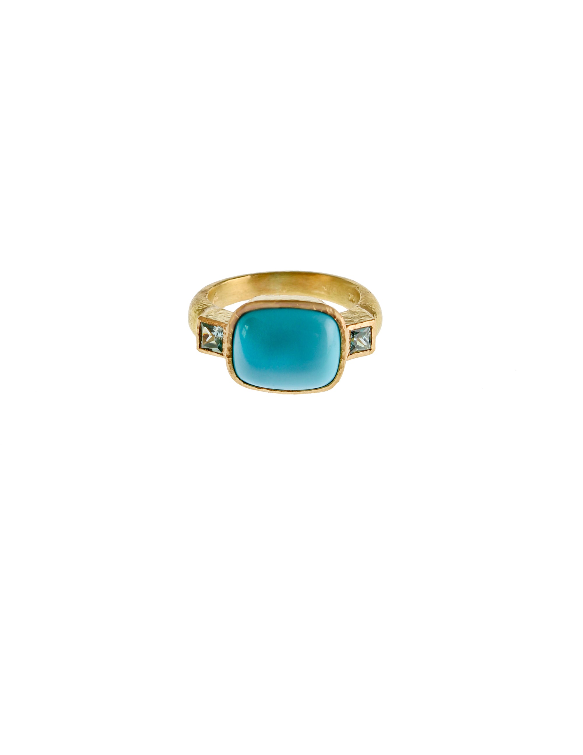 Sleeping Beauty Turquoise with Blue Zircon Ring