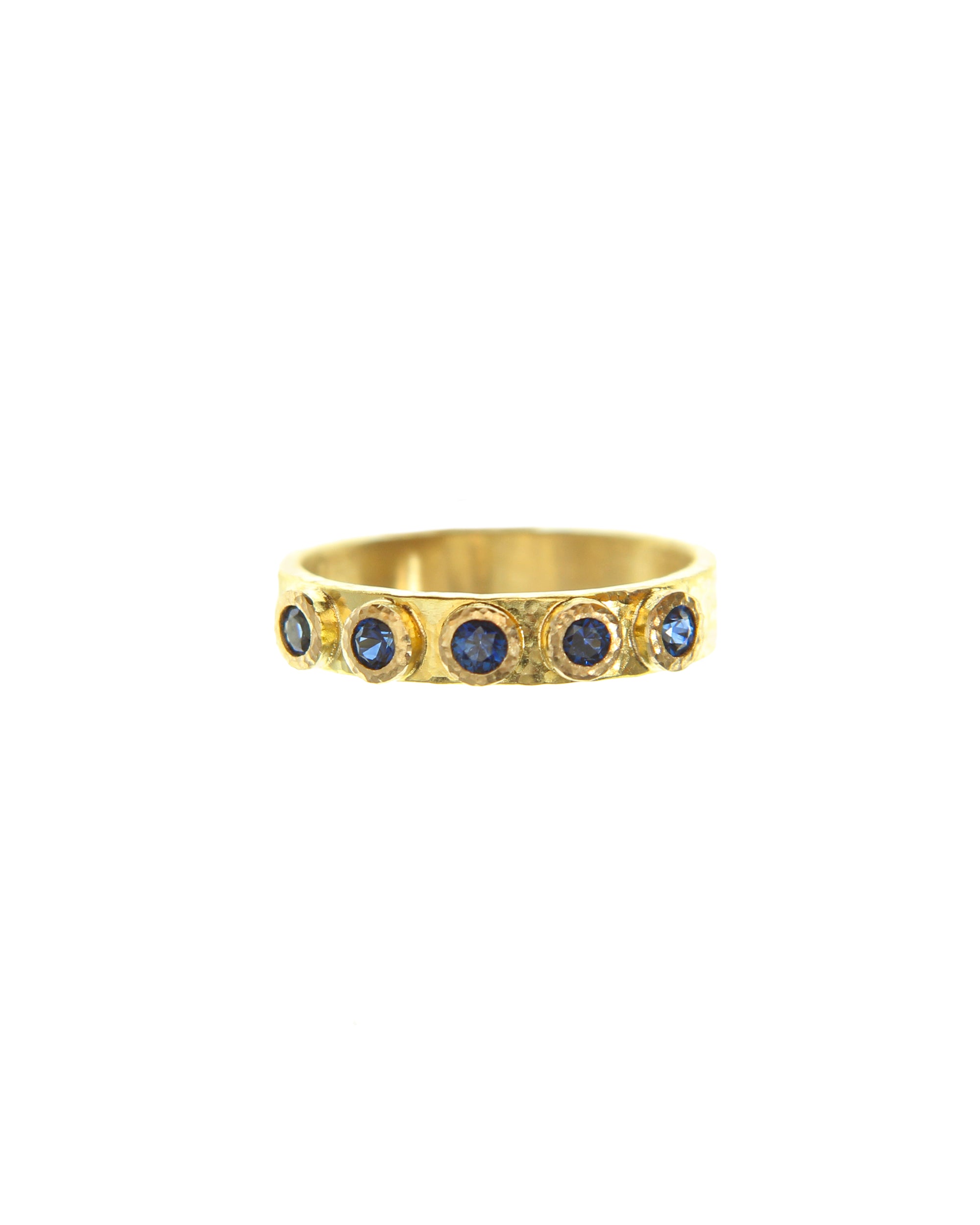 Blue Sapphire Flat Ribbon Stack Ring
