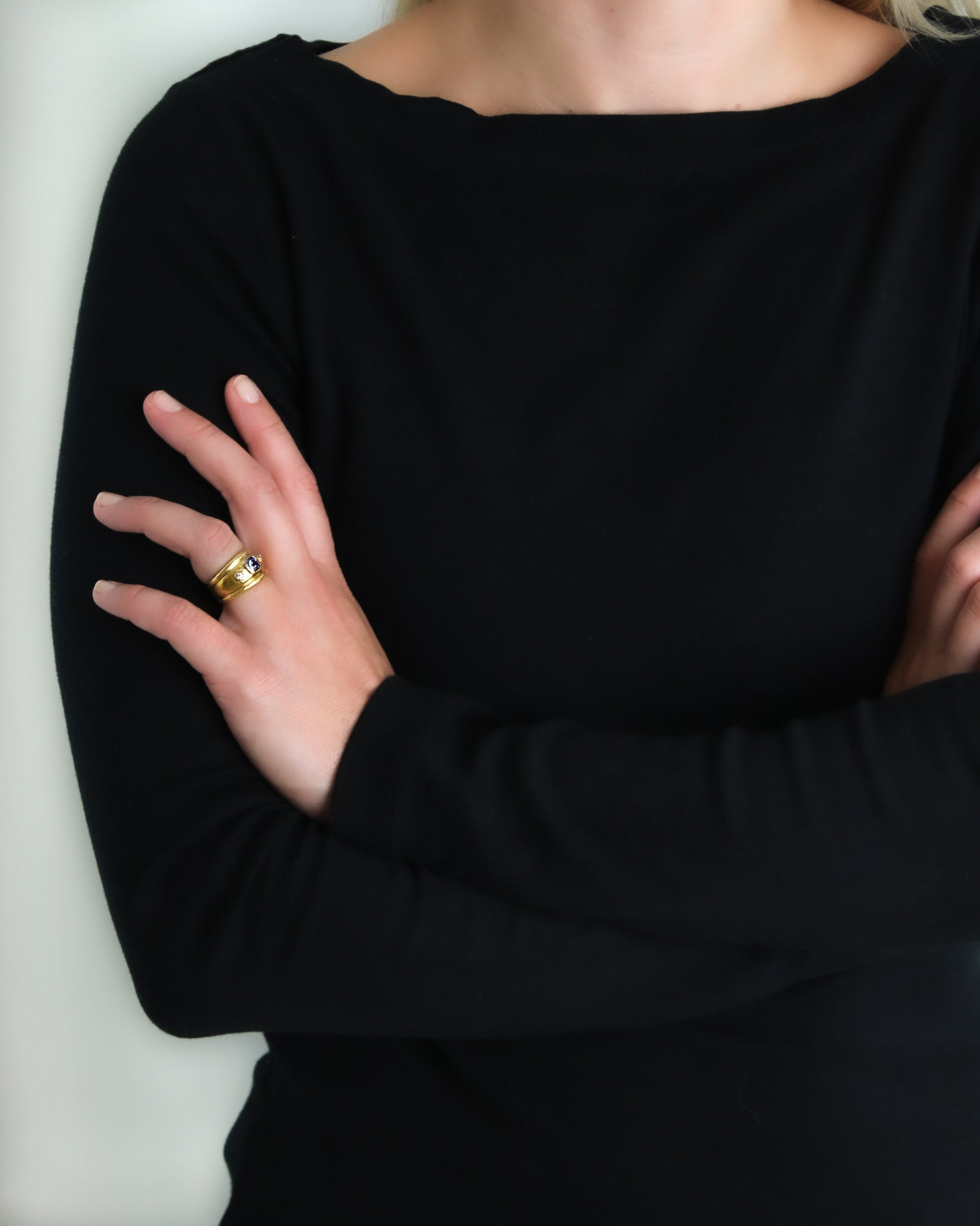 Blue Sapphire and Diamond Bombe Ring