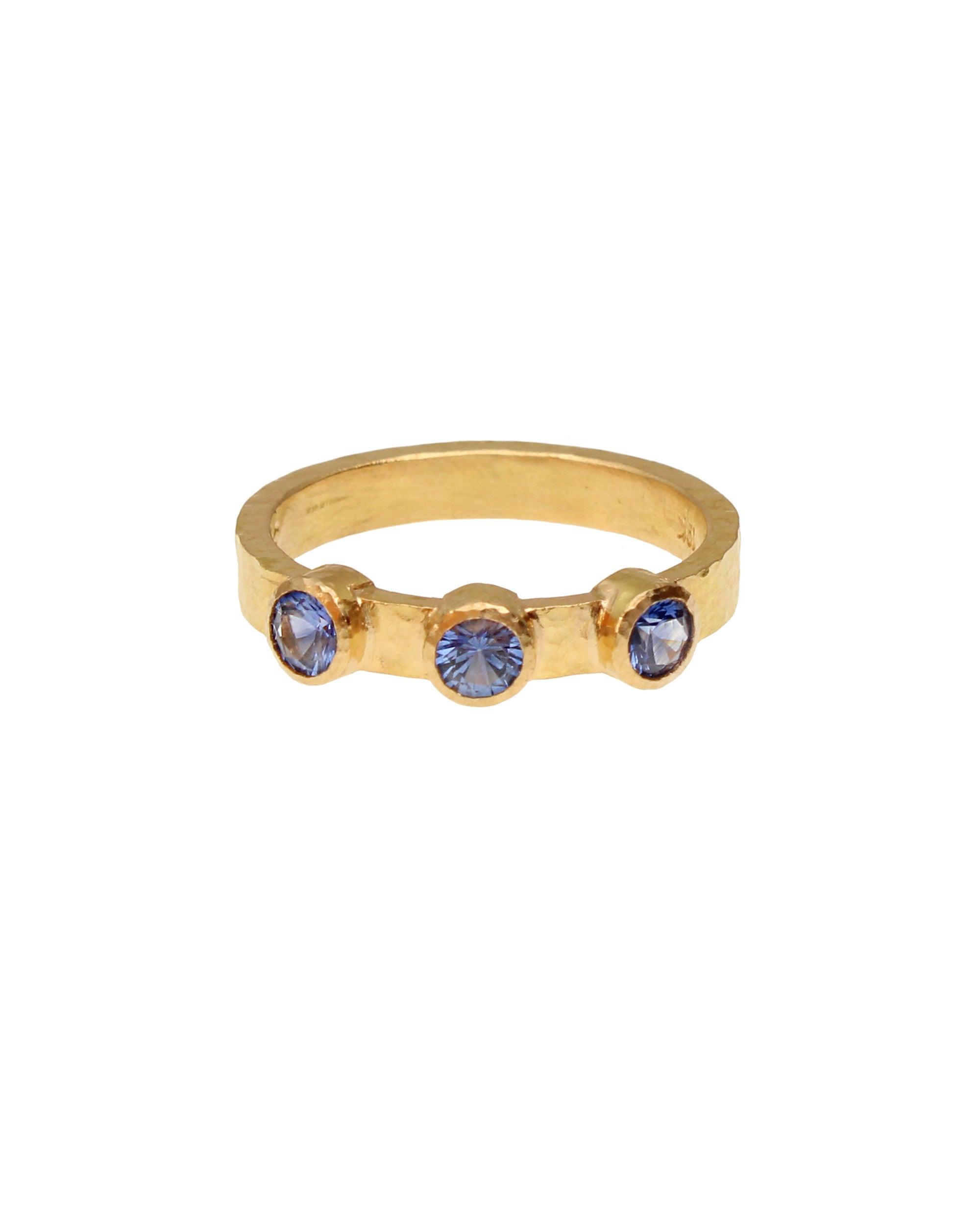 Blue Sapphire Flat Ribbon Stack Ring