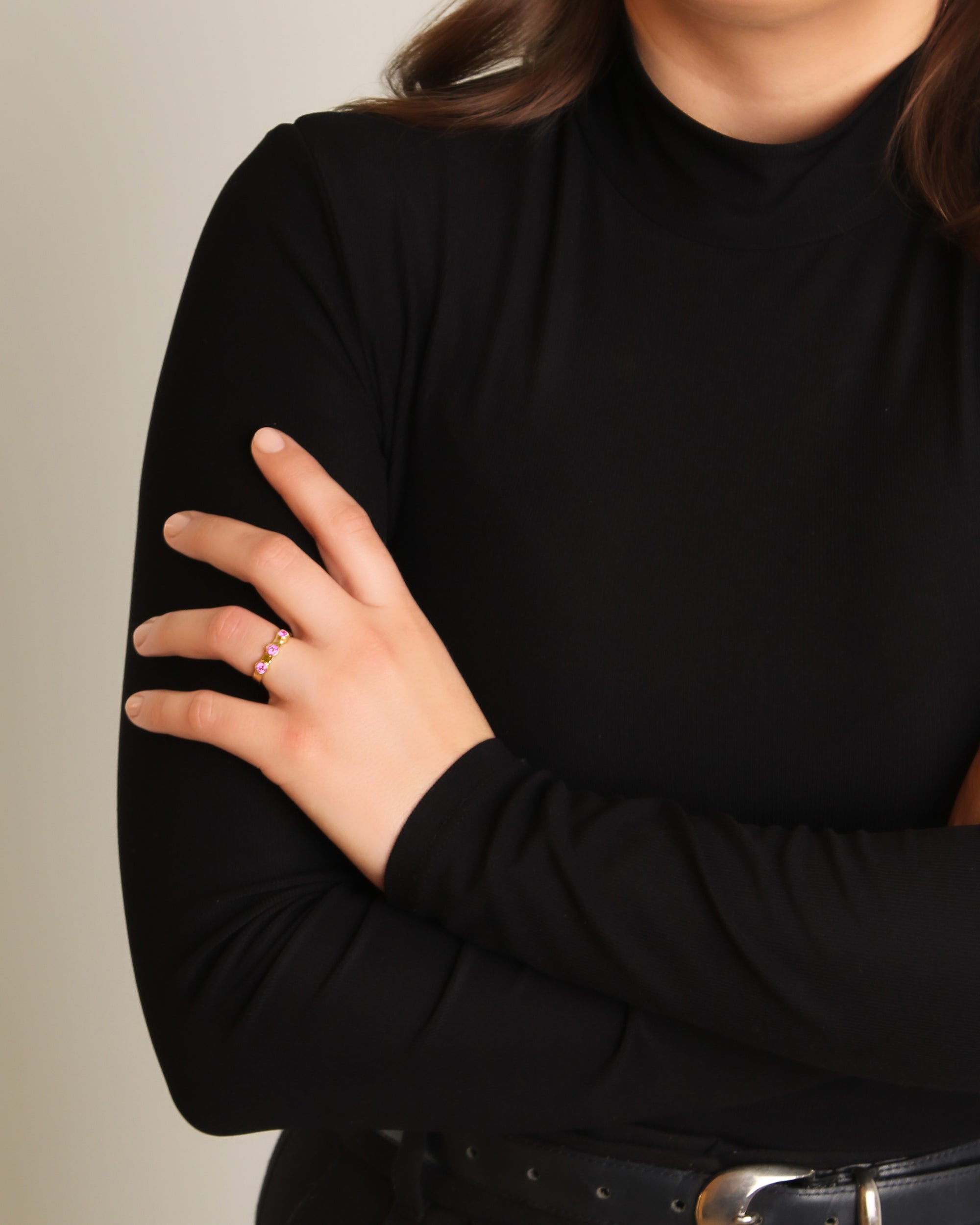 Pink Sapphire Flat Ribbon Stack Ring