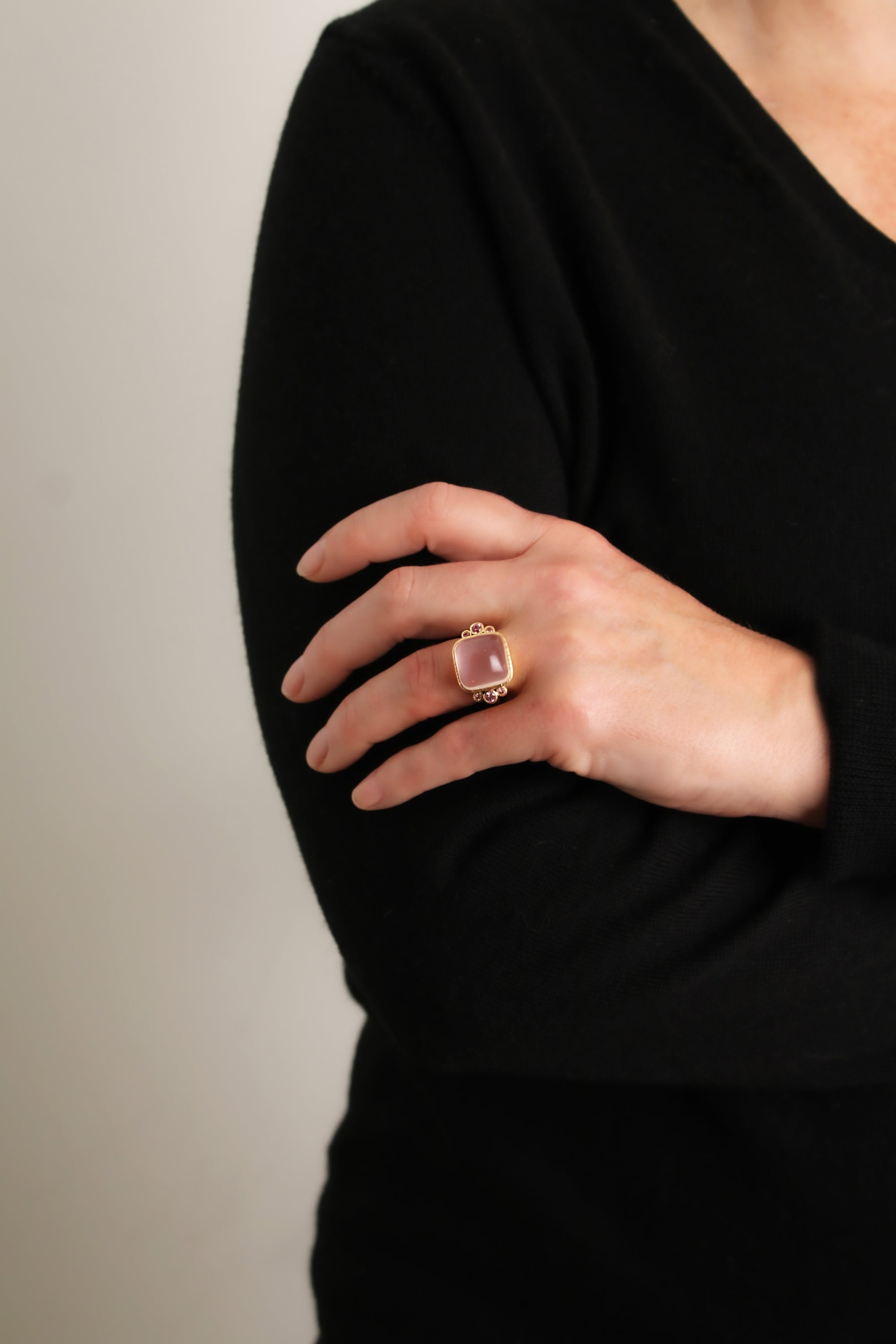 Rose Quartz and Pink Sapphire Ring