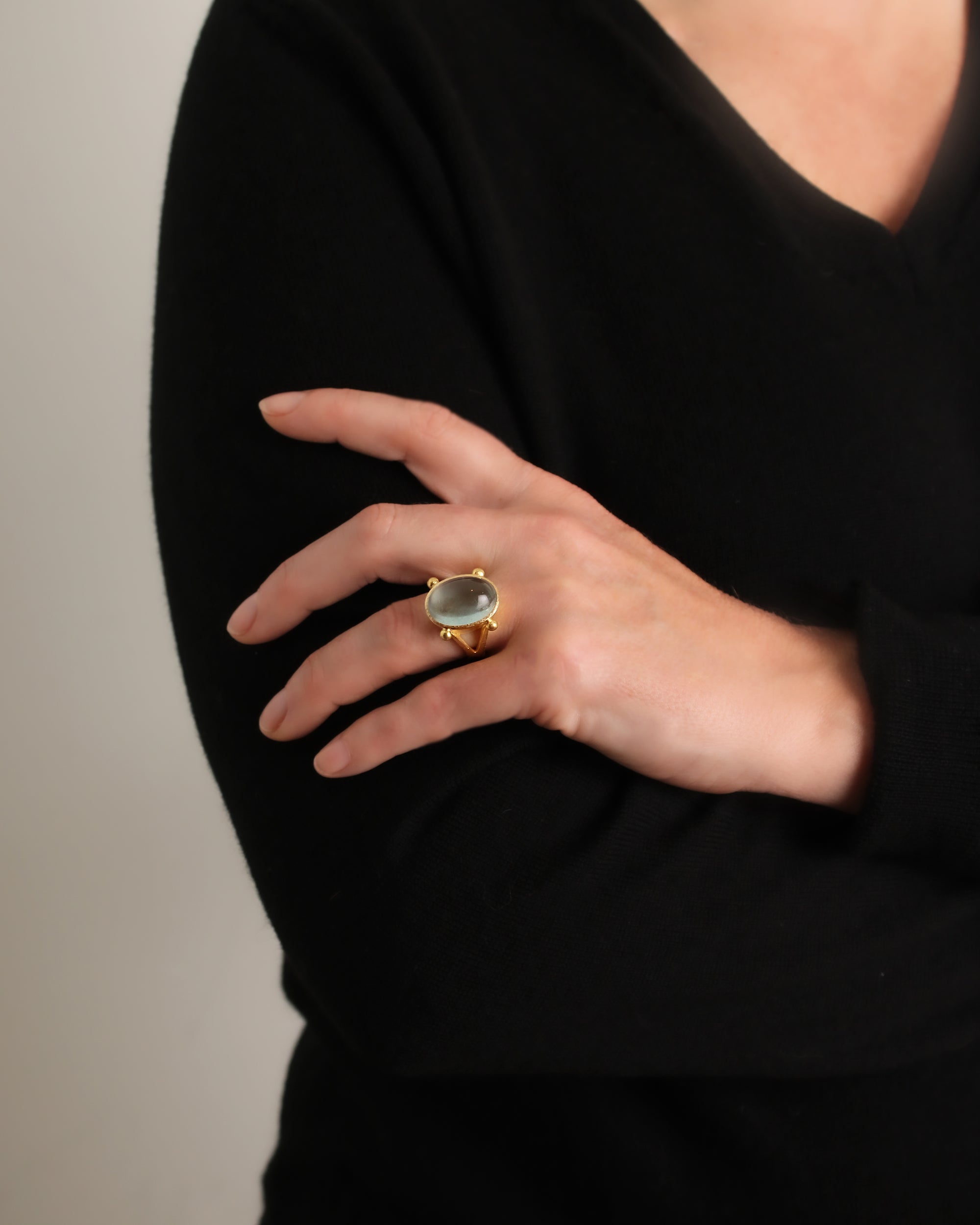 Cabochon Aquamarine Ring