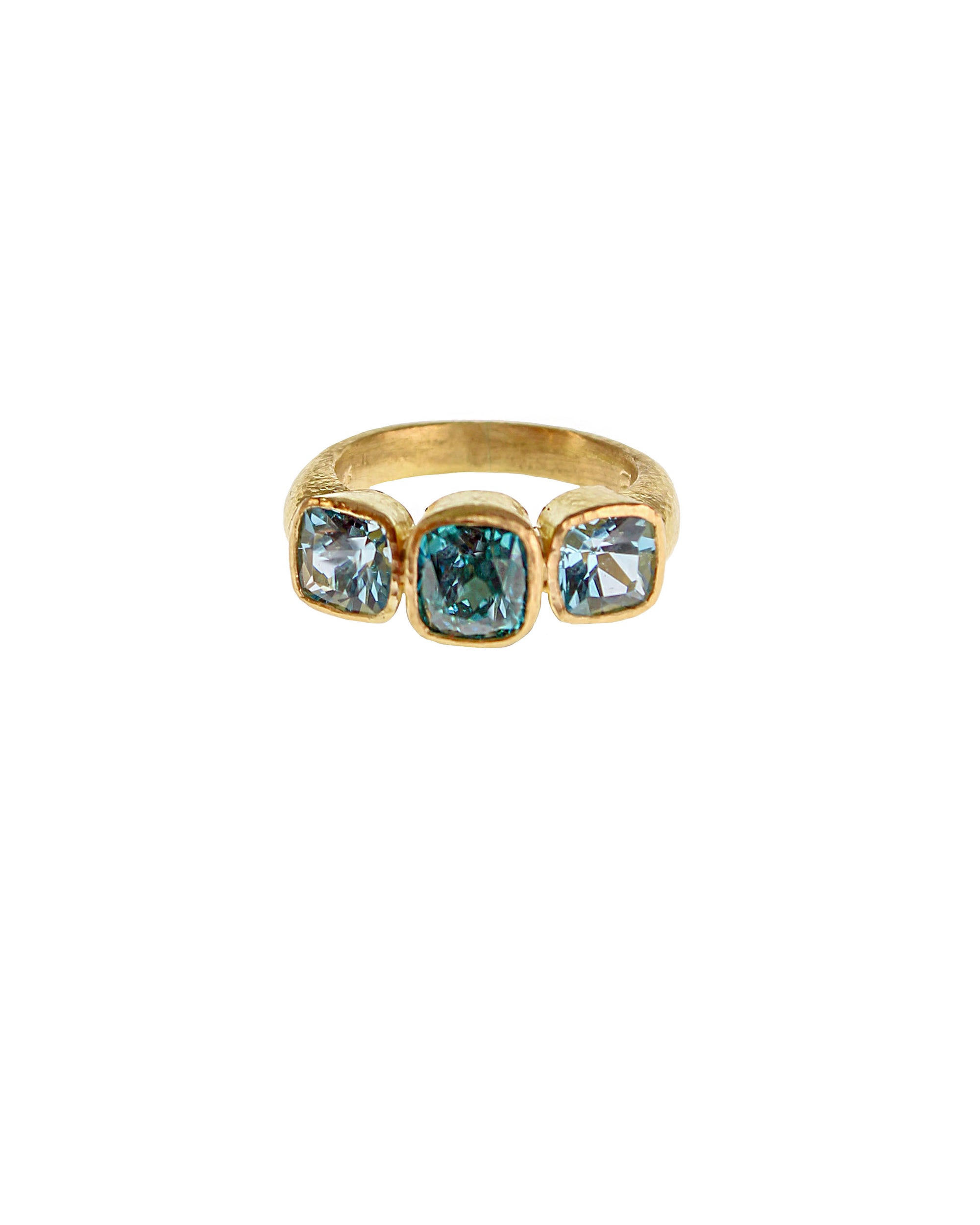 Blue Zircon and Aquamarine Ring