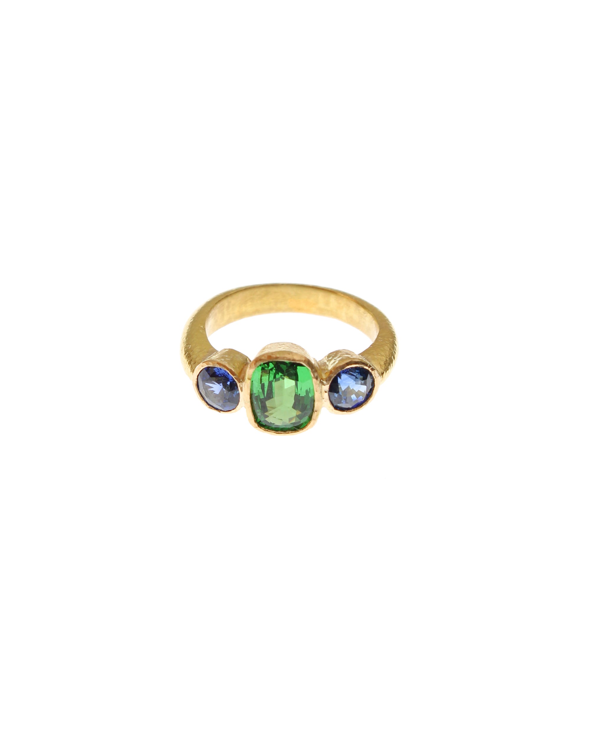 Tsavorite and Blue Sapphire Ring