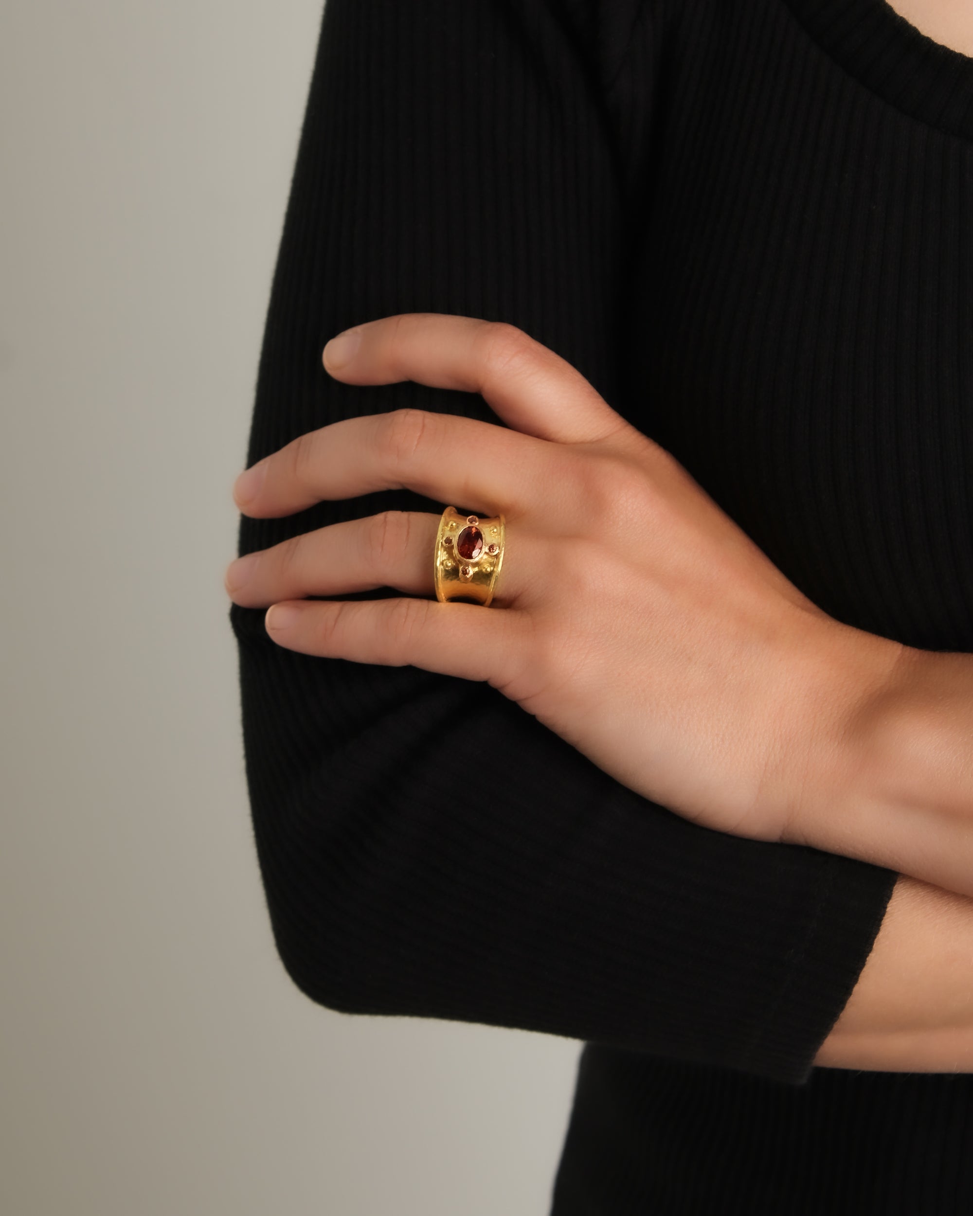 Hessonite Garnet and Brown Zircon Cigar Band