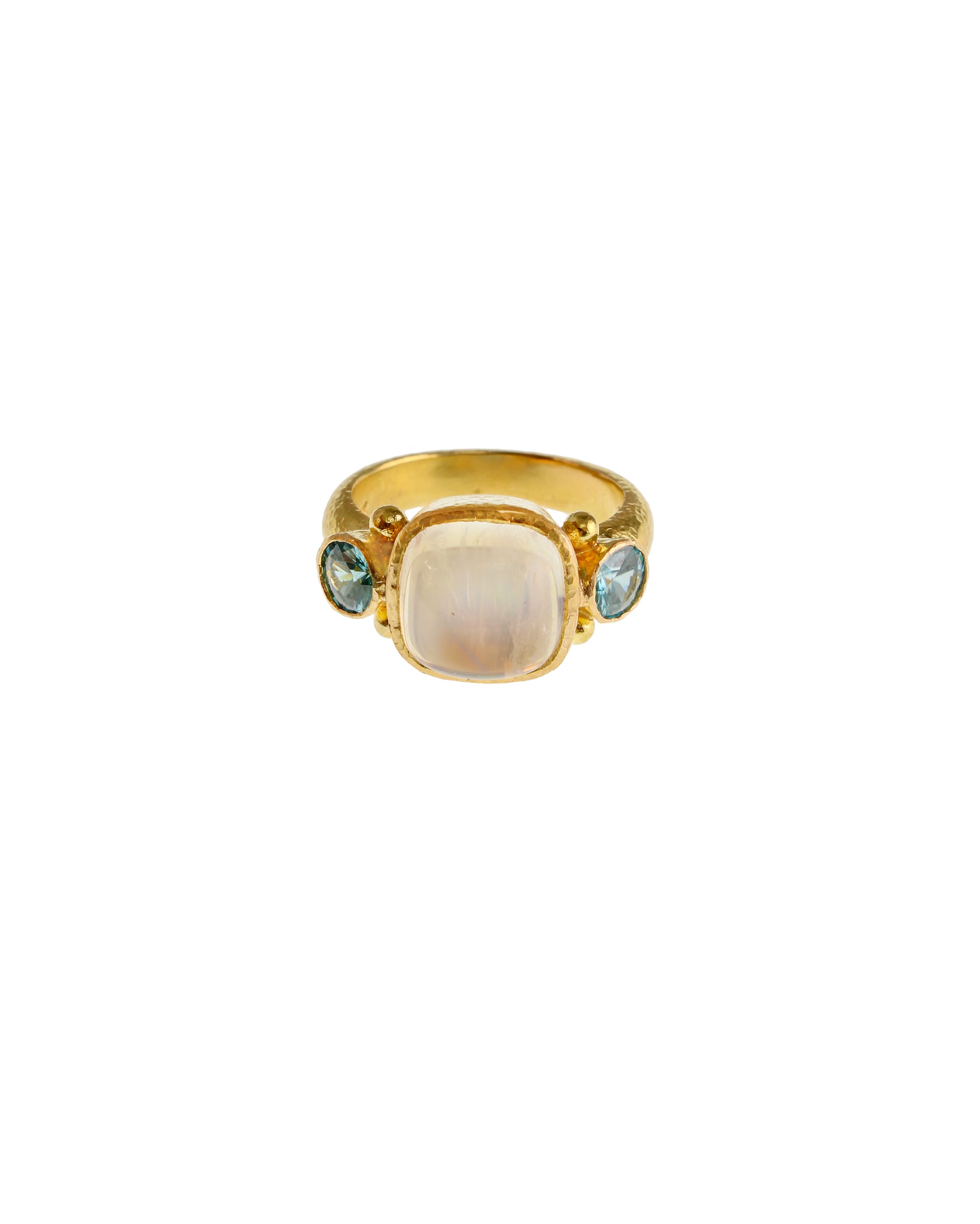Moonstone and Blue Zircon Ring