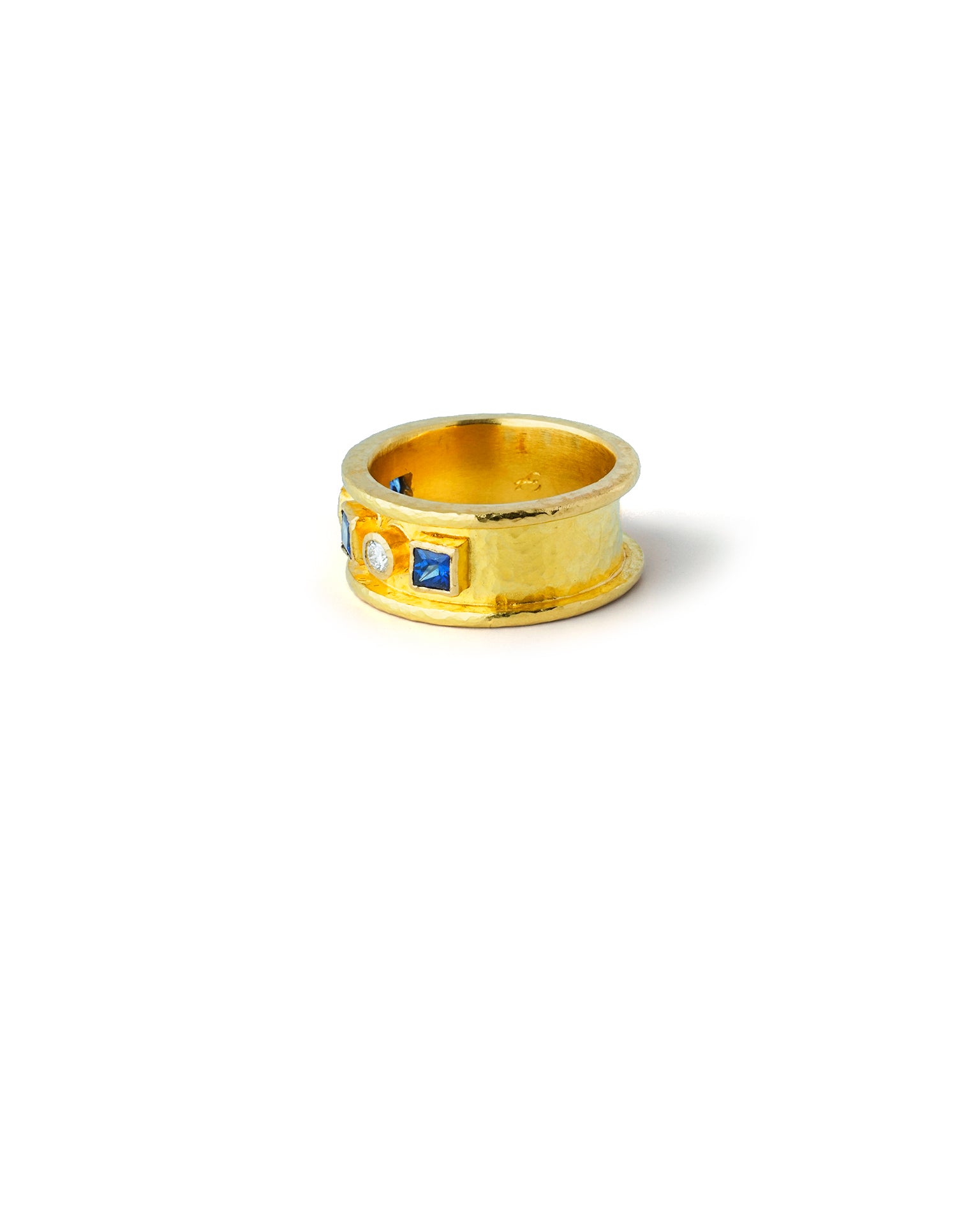Blue Sapphire and Diamond Straight Cigar Band