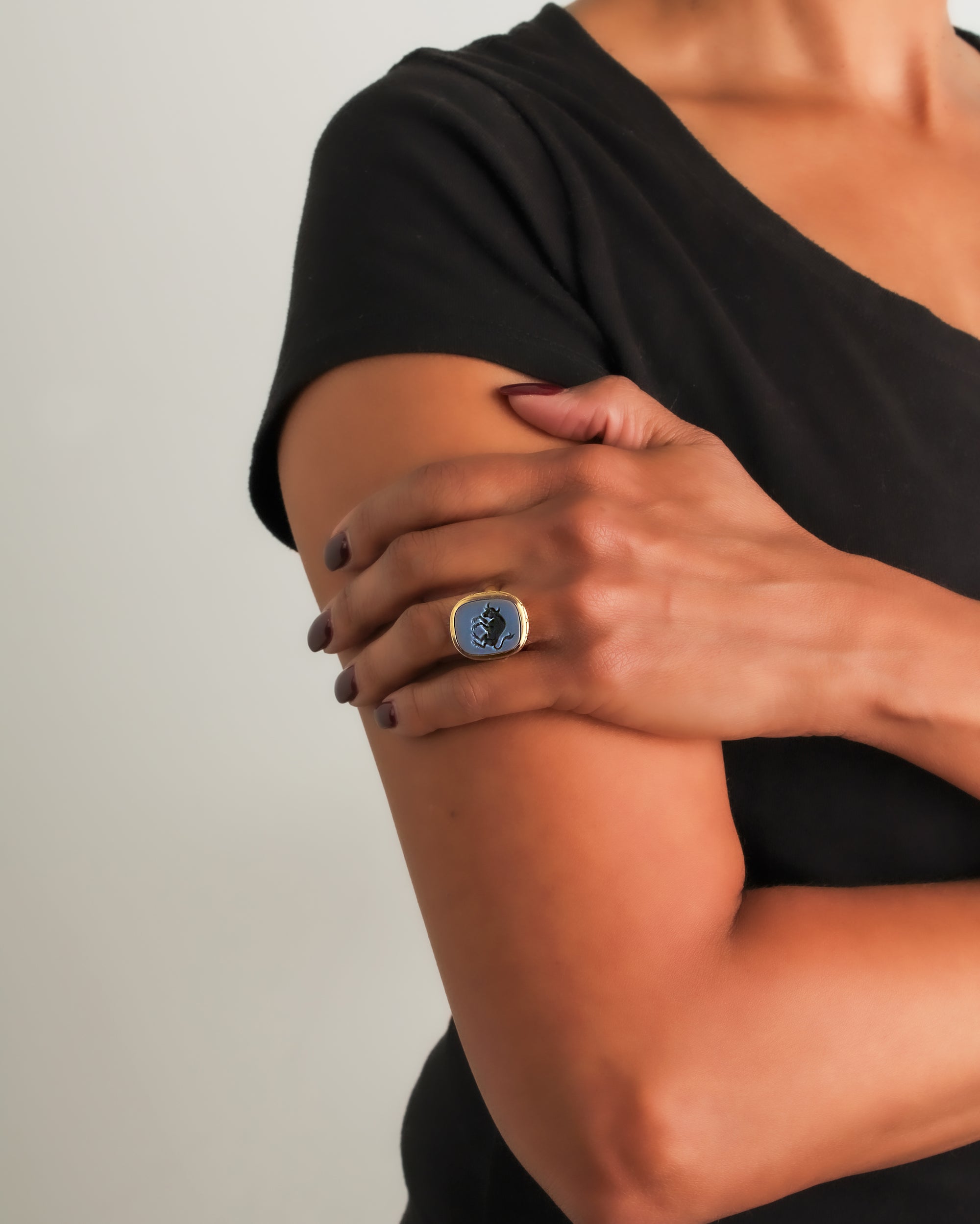 Banded Agate Zodiac 'Taurus' Ring