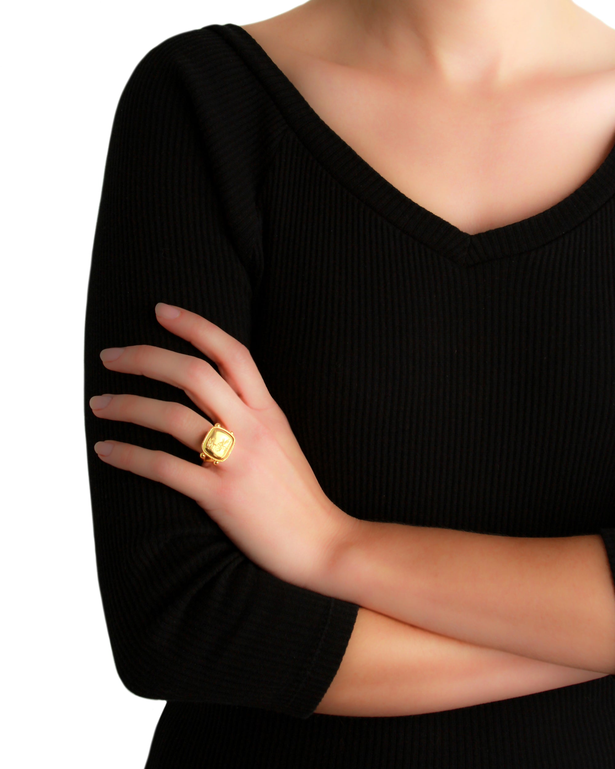 Gold 'Dove with Branch' Ring