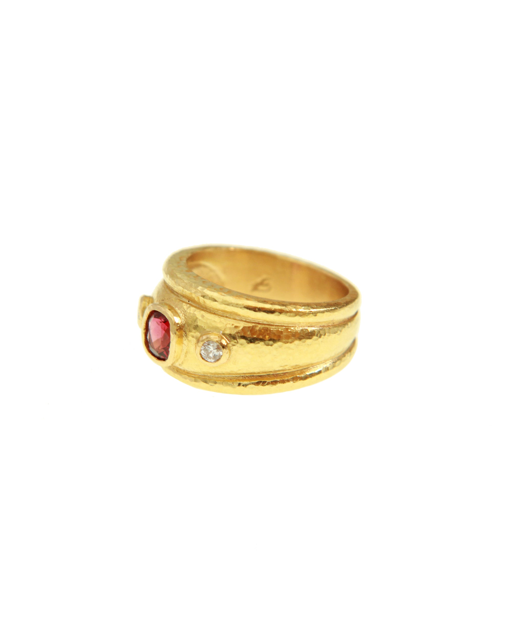 Spinel and Diamond Bombe Ring