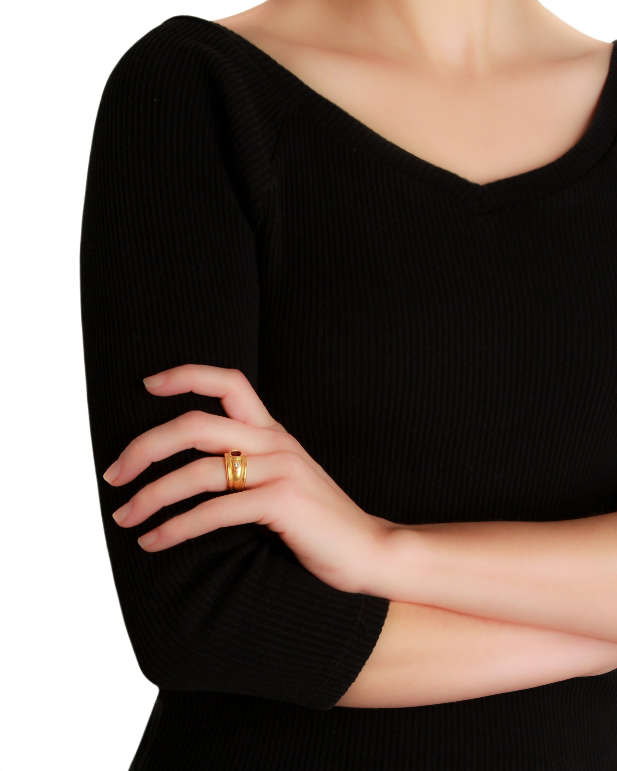 Spinel and Diamond Bombe Ring
